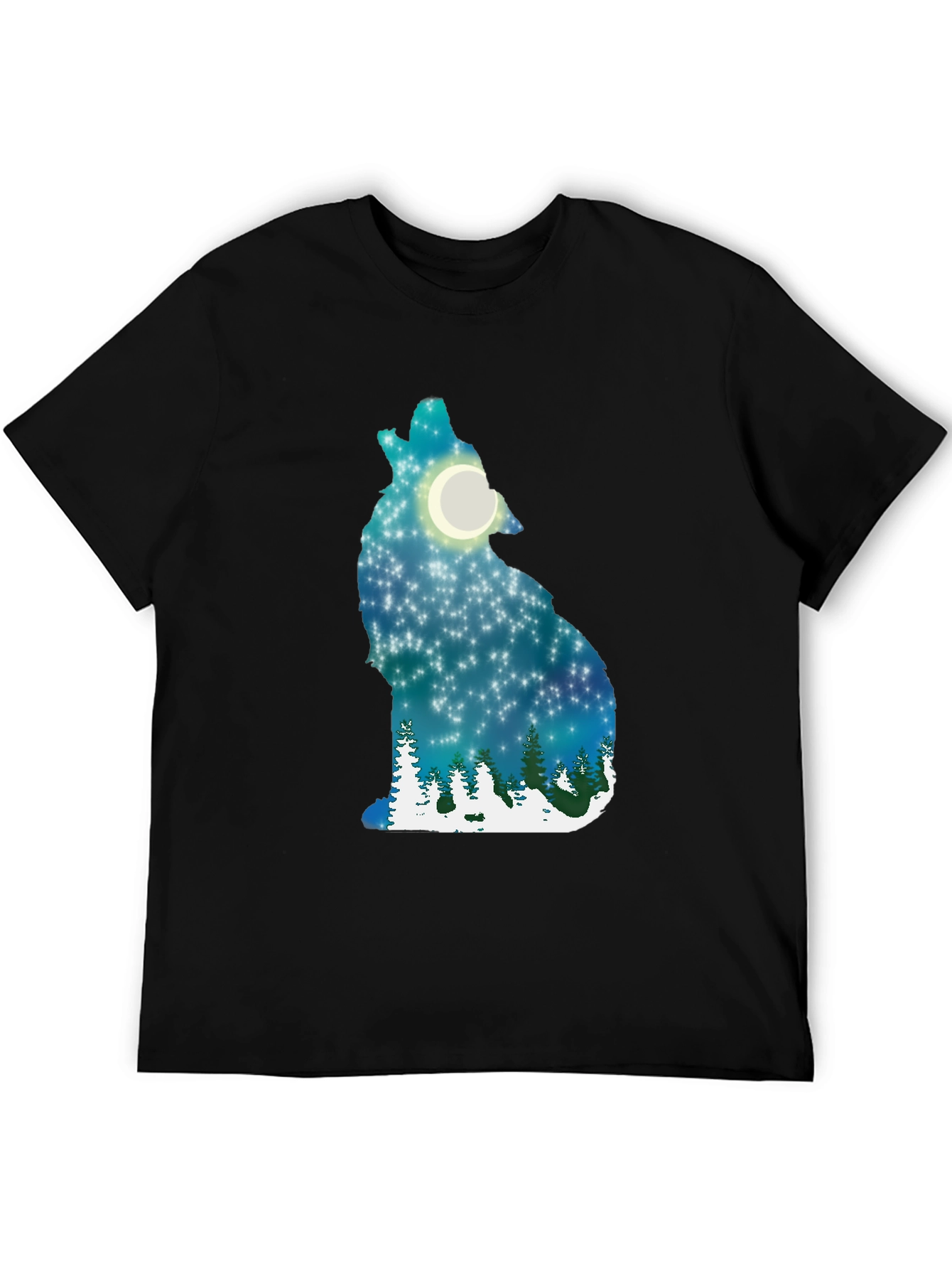 Wolf Moon Night Sky Graphic T-Shirt