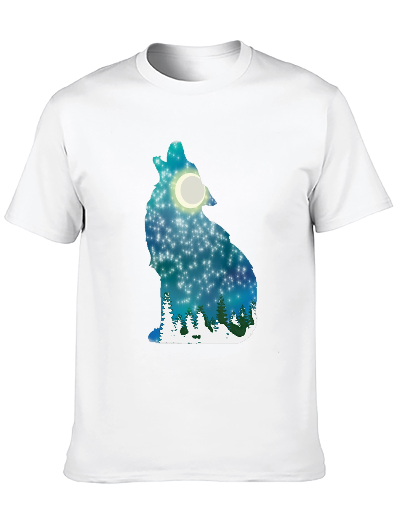 Wolf Moon Night Sky Graphic T-Shirt