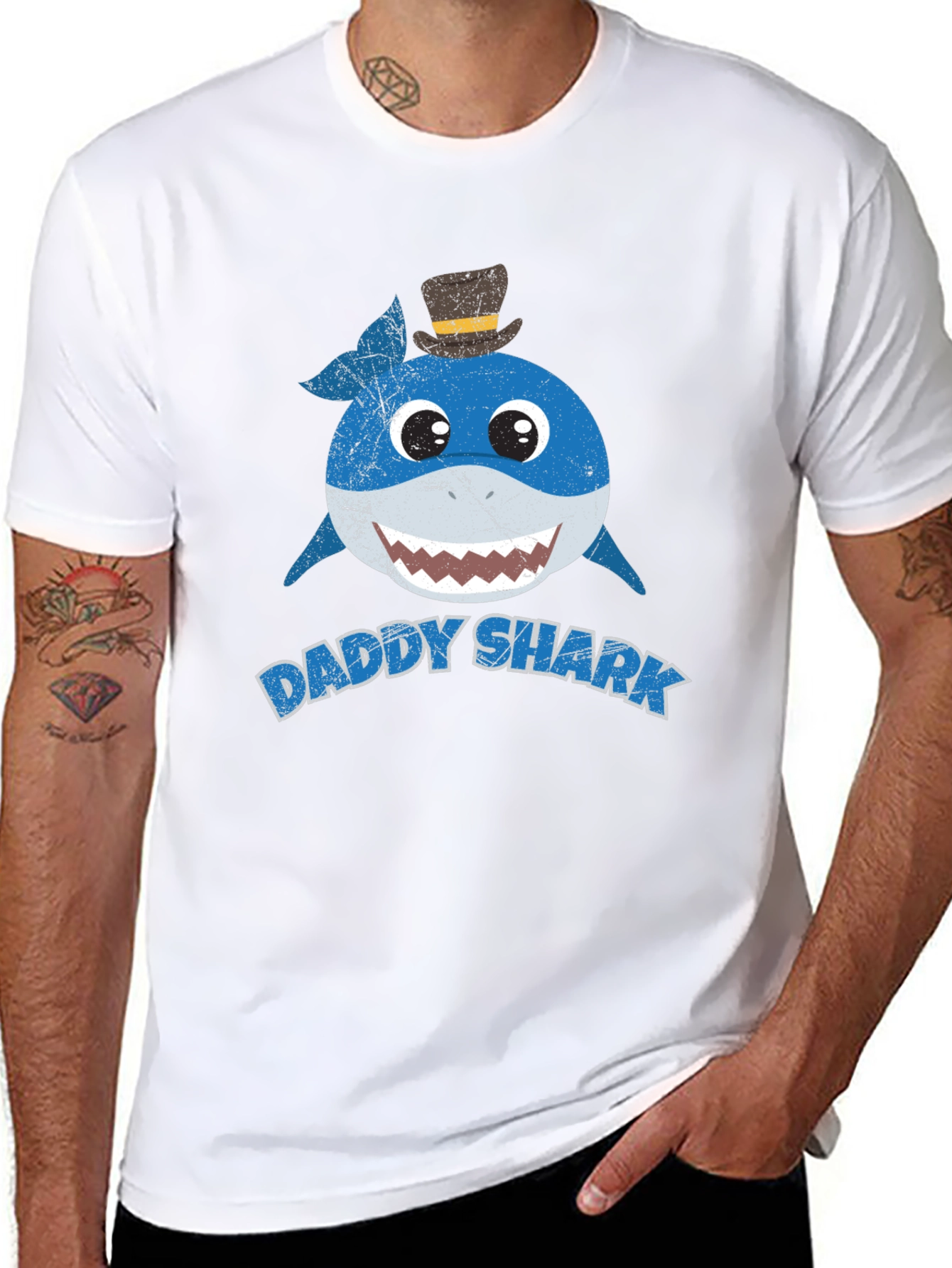 Daddy Shark Graphic Tee - Mens Black T-Shirt