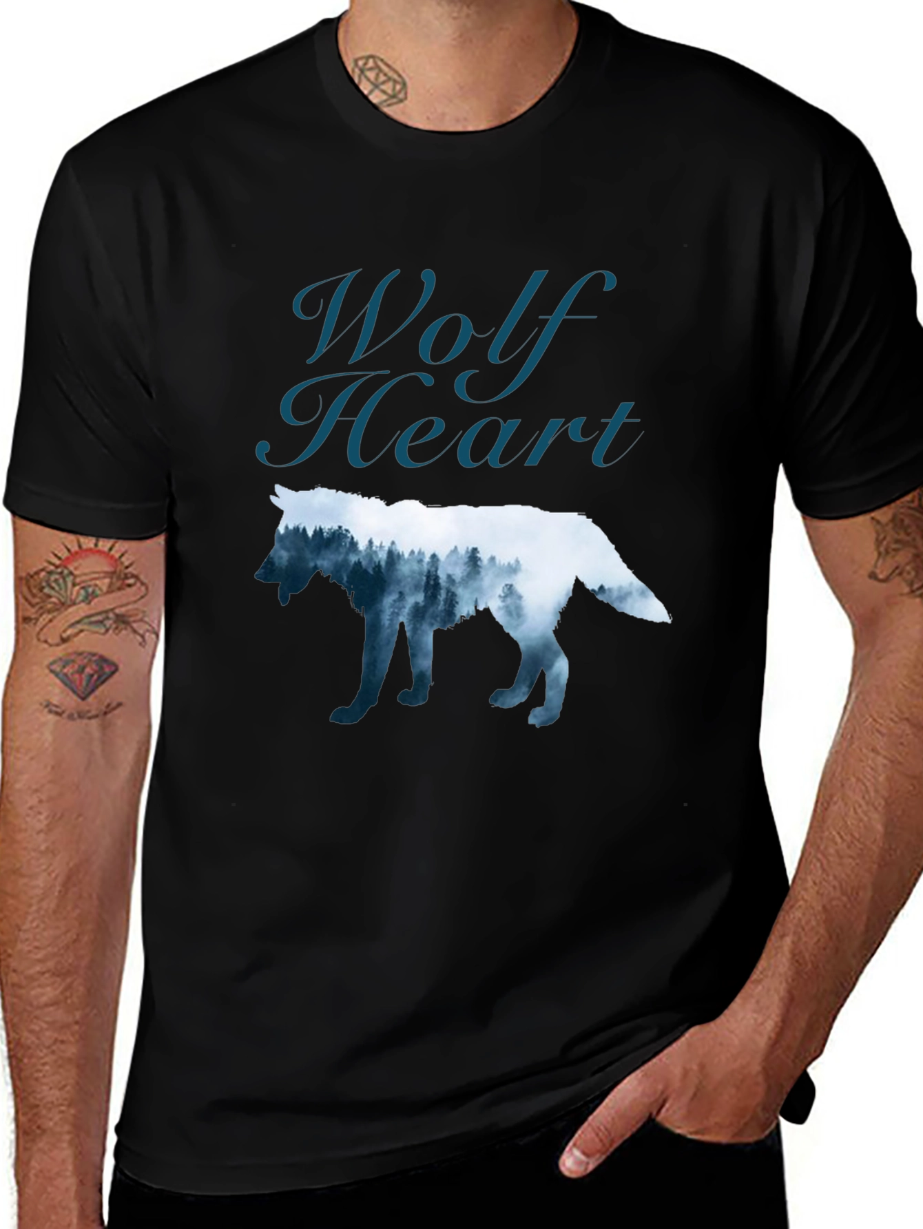 Wolf Heart Graphic T-Shirt - Nature Inspired Design