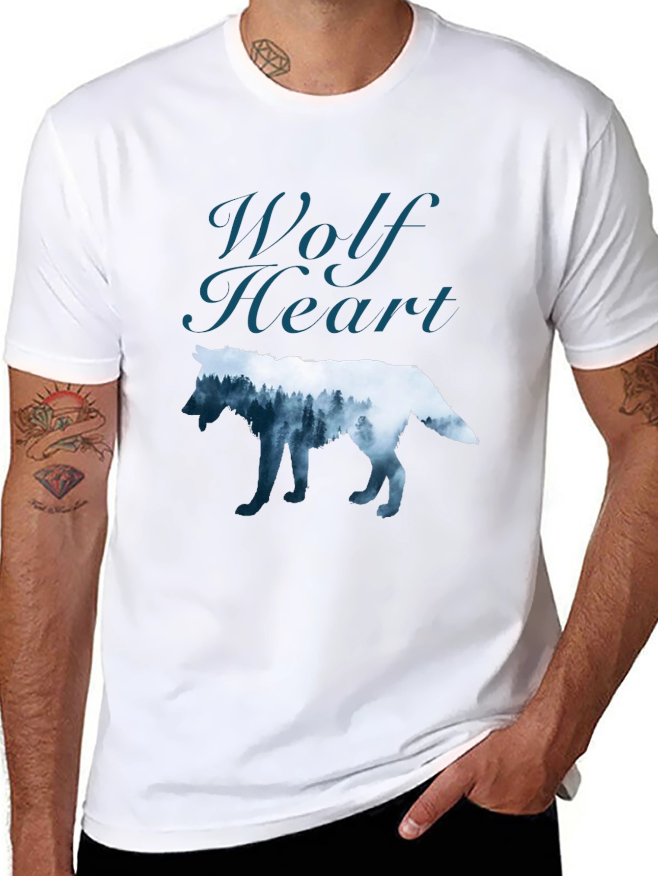 Wolf Heart Graphic T-Shirt - Nature Inspired Design