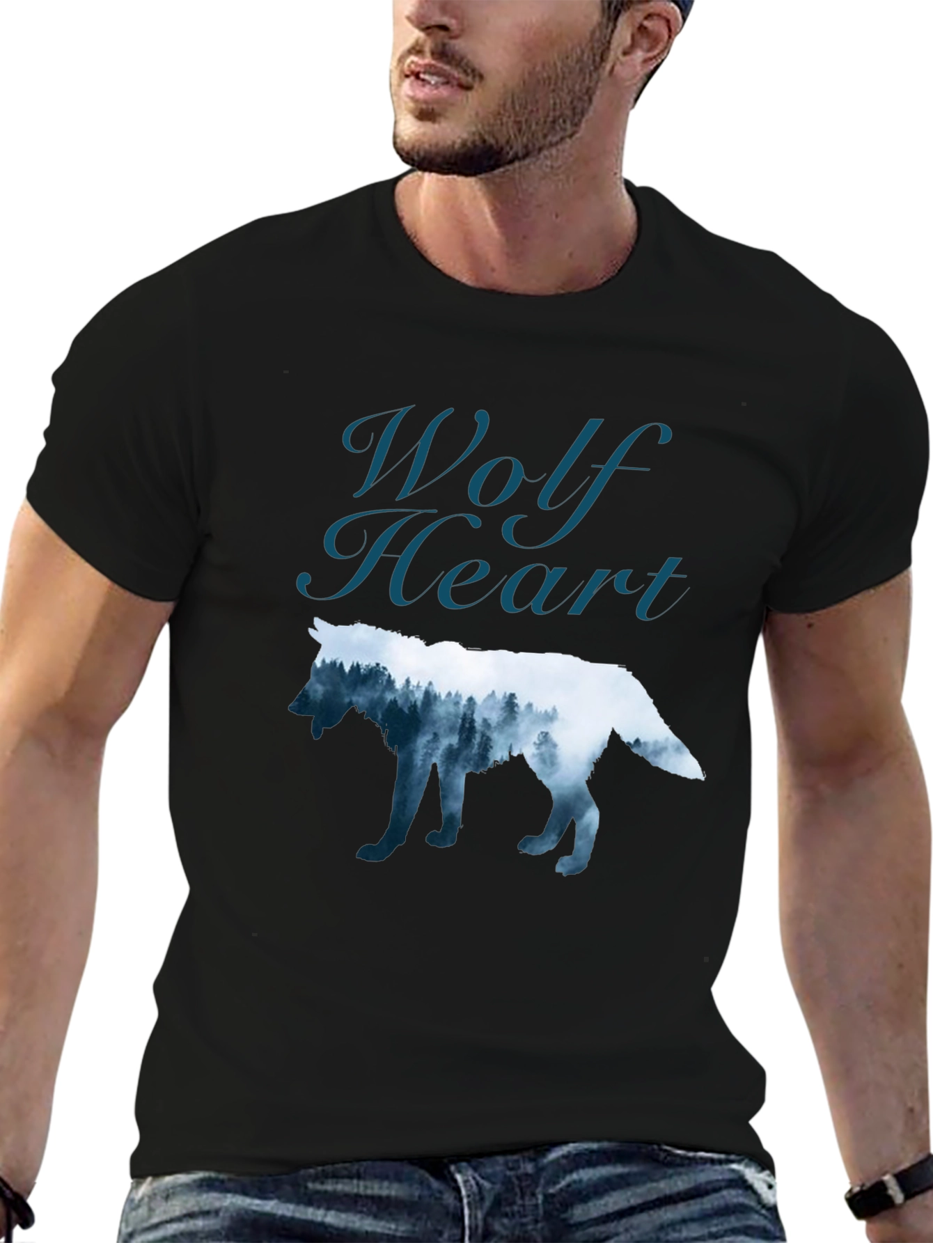 Wolf Heart Graphic T-Shirt - Nature Inspired Design