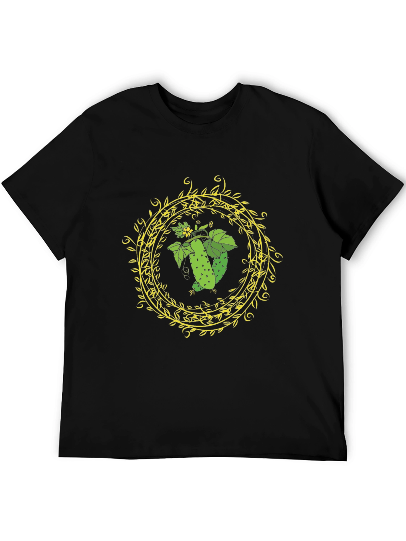 Cucumber Ring Graphic Tee - Black Cotton T-Shirt