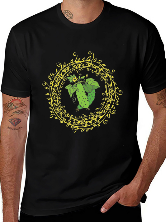 Cucumber Ring Graphic Tee - Black Cotton T-Shirt