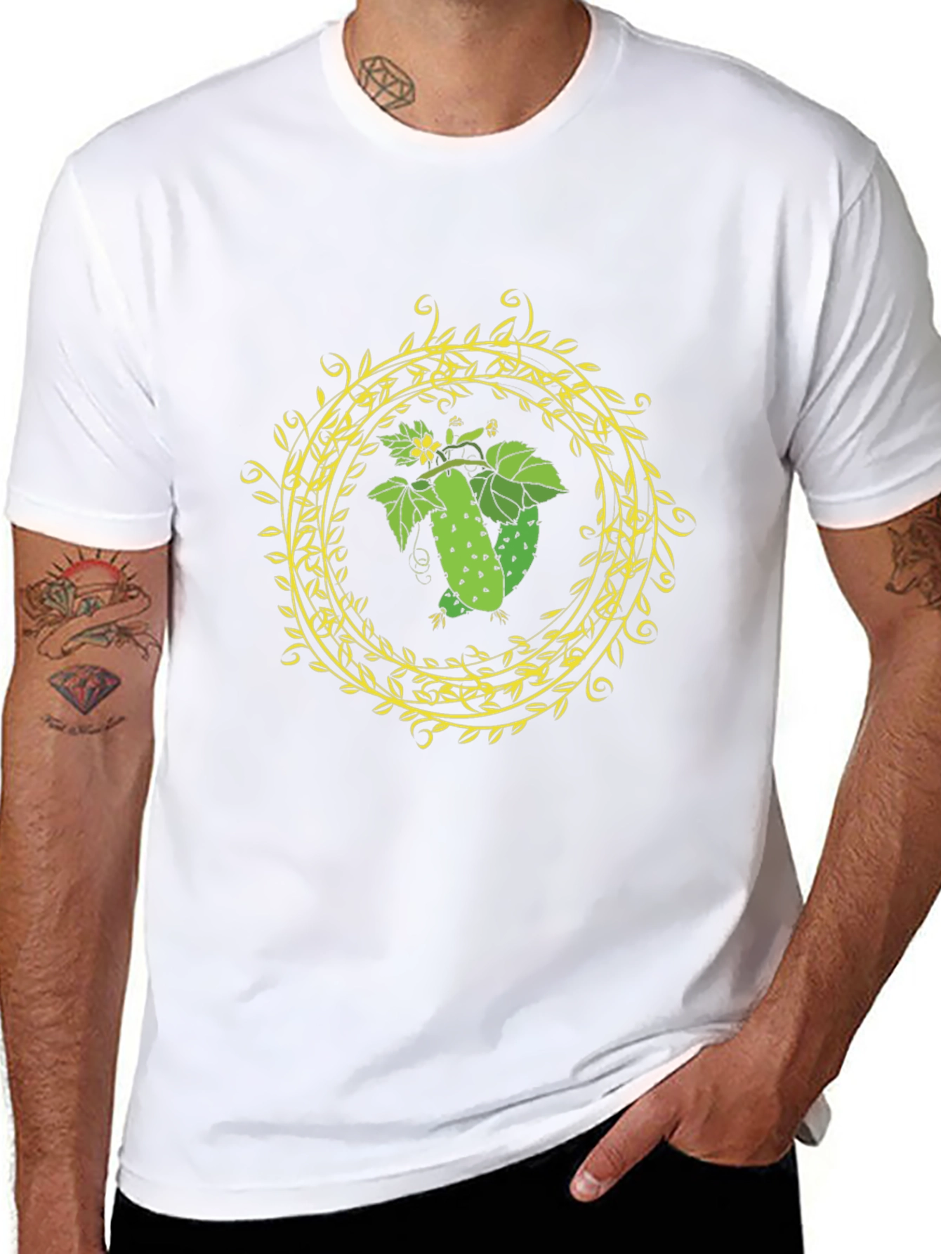 Cucumber Ring Graphic Tee - Black Cotton T-Shirt
