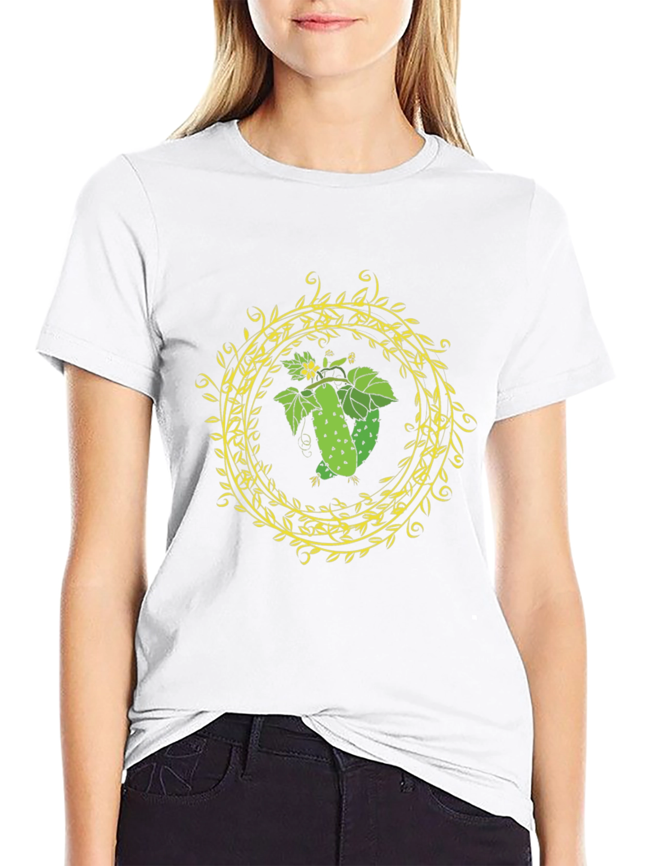 Cucumber Ring Graphic Tee - Black Cotton T-Shirt