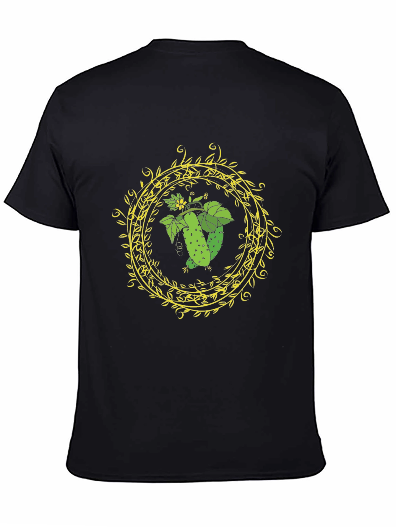 Cucumber Ring Graphic Tee - Black Cotton T-Shirt