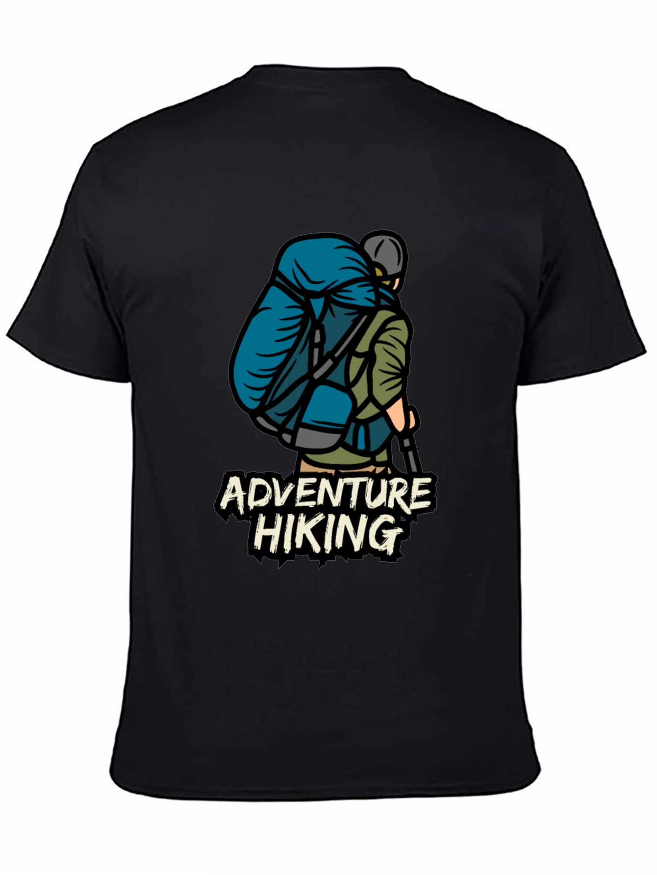 Adventure Hiking Graphic Tee - Black Cotton T-Shirt