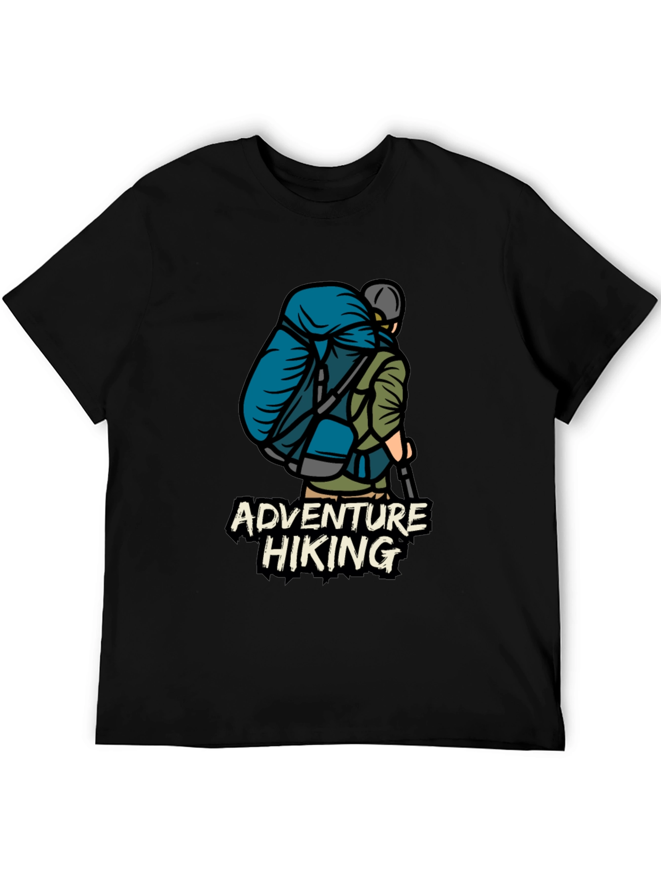Adventure Hiking Graphic Tee - Black Cotton T-Shirt