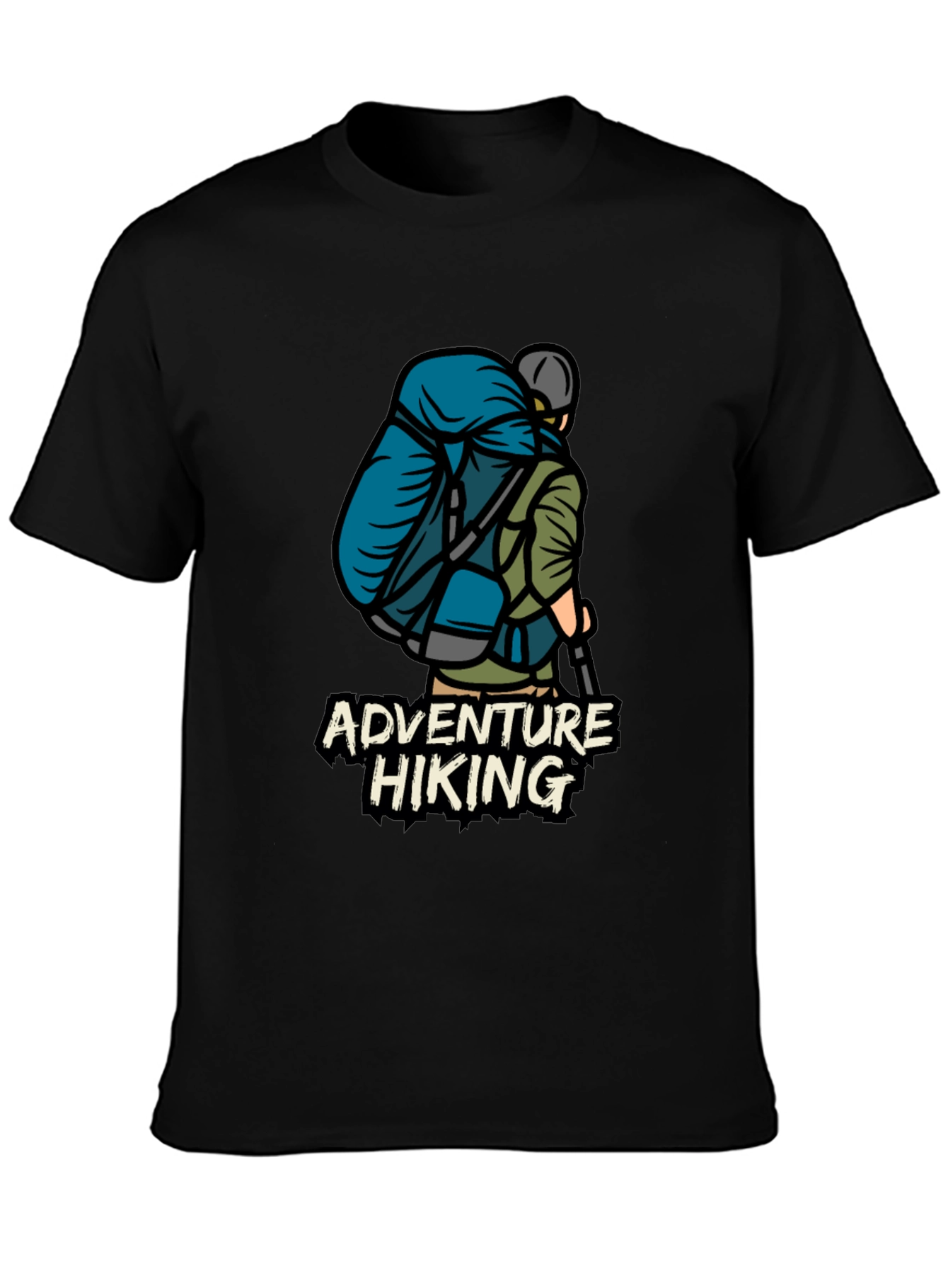 Adventure Hiking Graphic Tee - Black Cotton T-Shirt