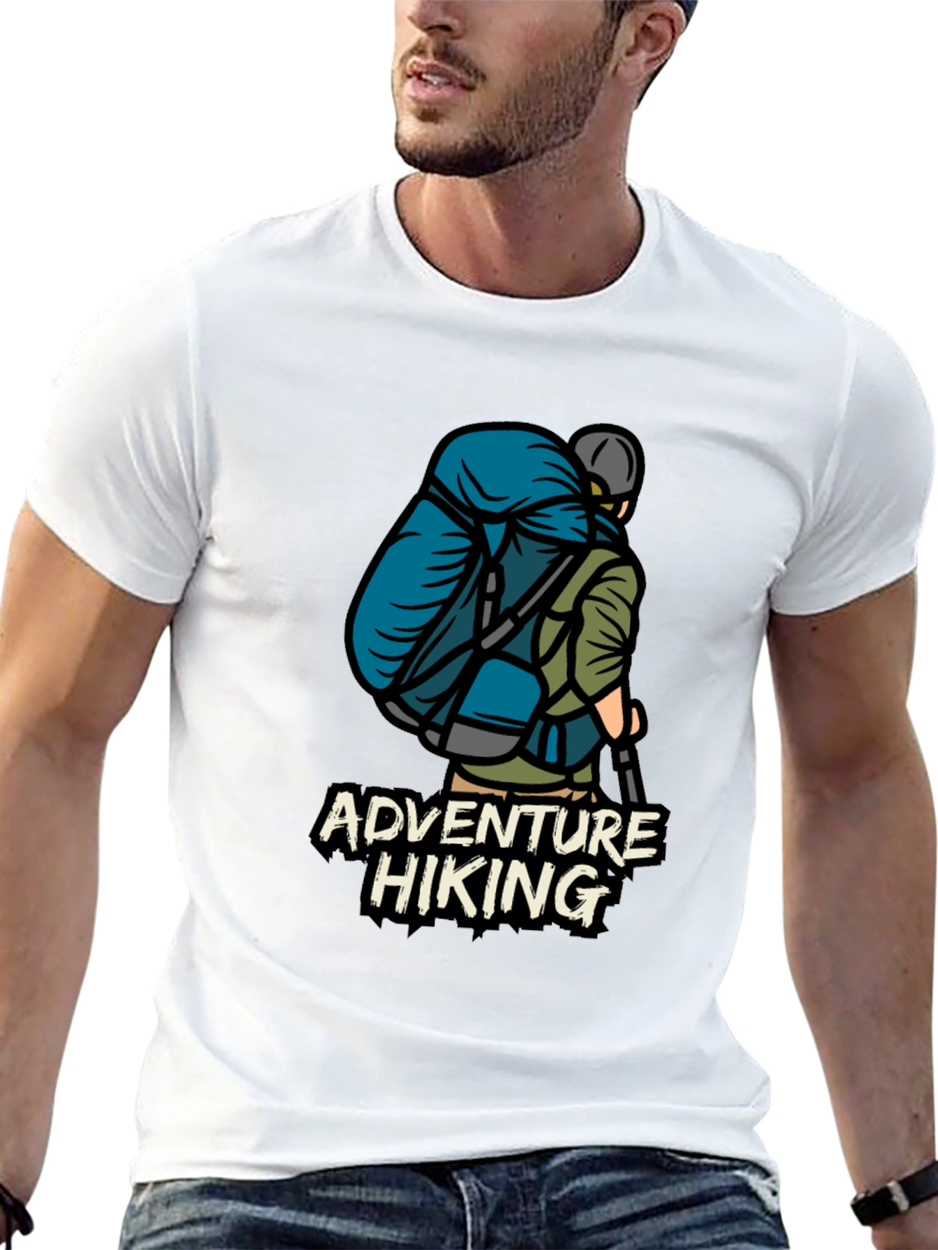 Adventure Hiking Graphic Tee - Black Cotton T-Shirt