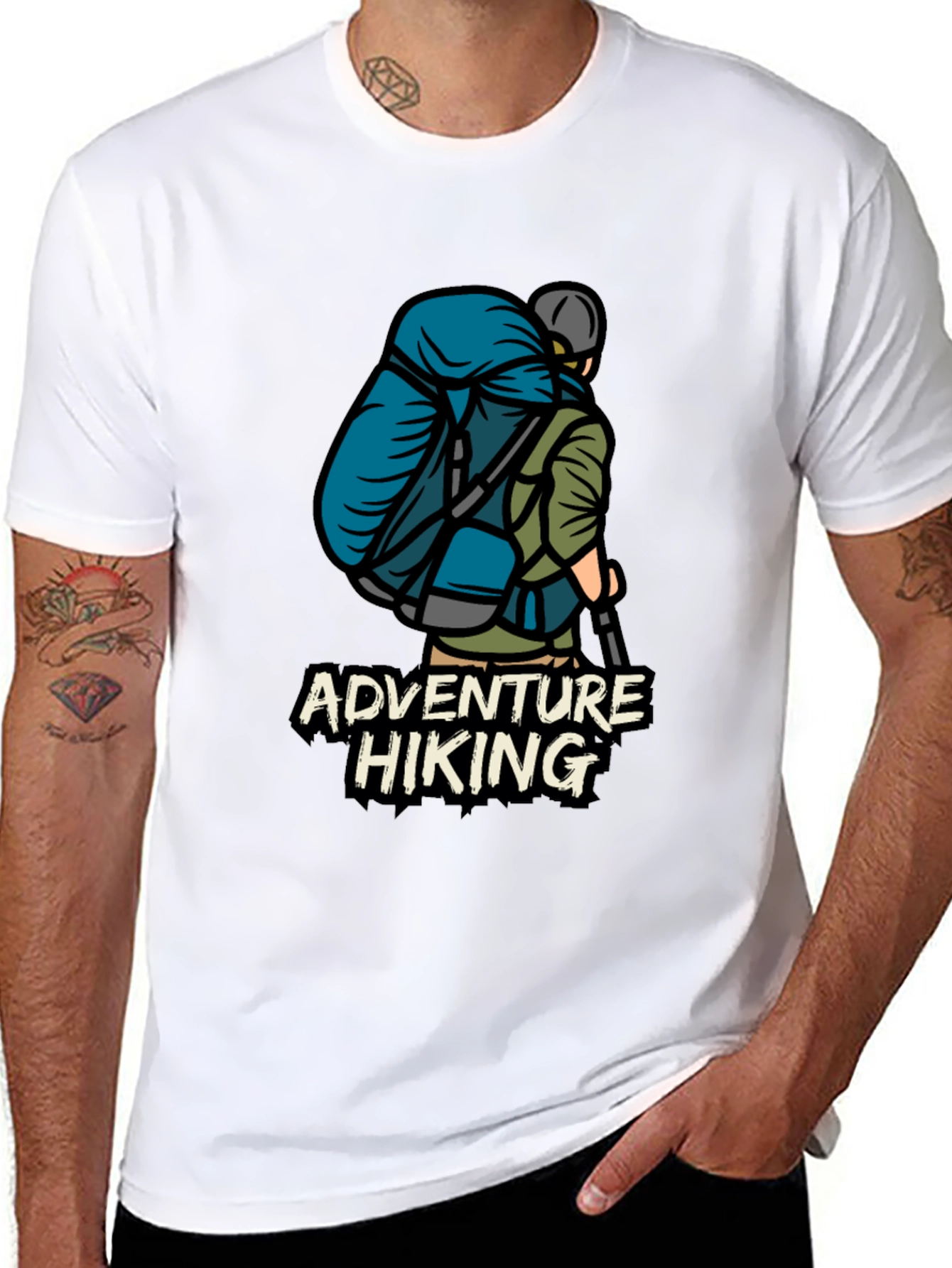 Adventure Hiking Graphic Tee - Black Cotton T-Shirt