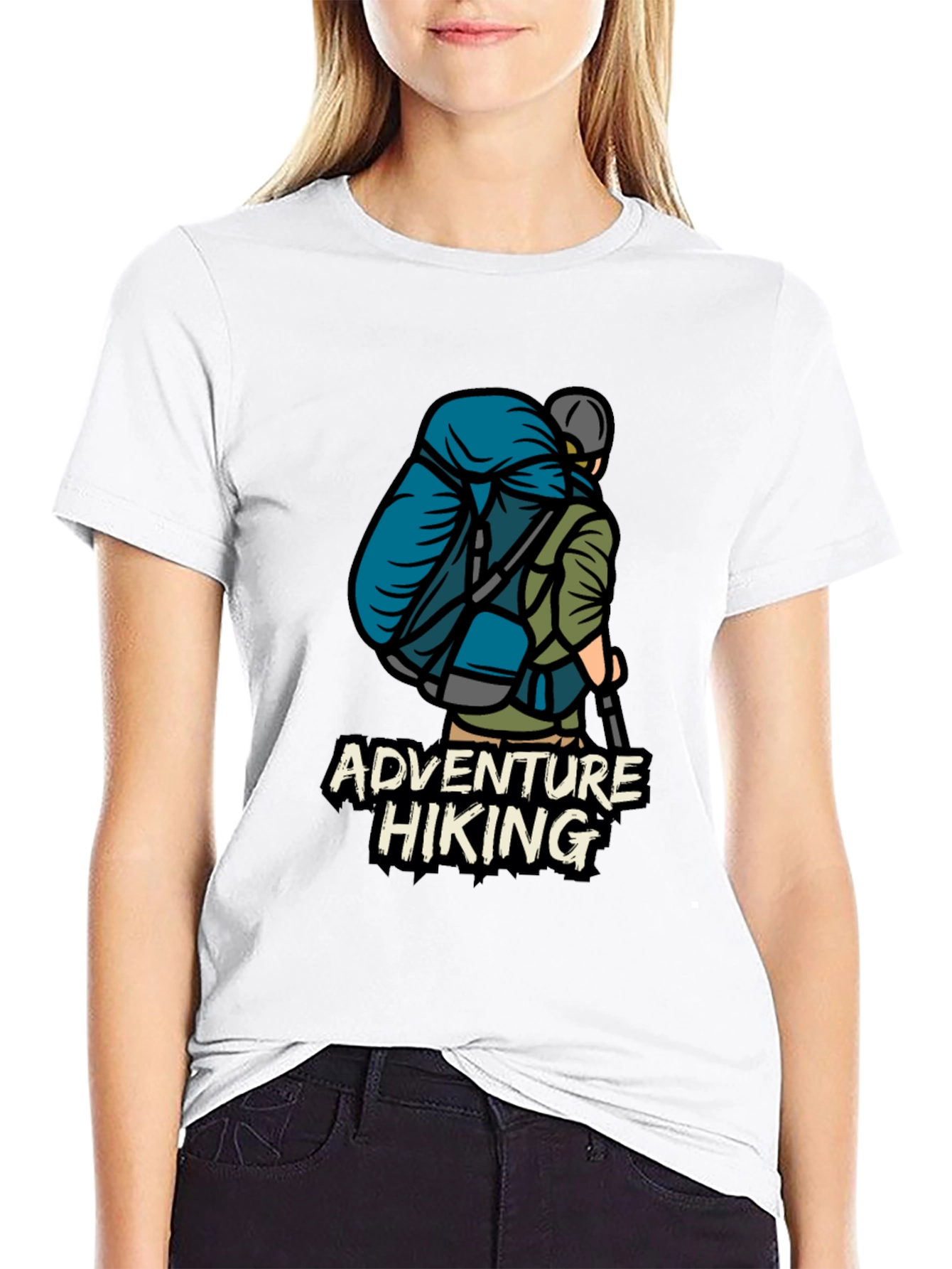Adventure Hiking Graphic Tee - Black Cotton T-Shirt