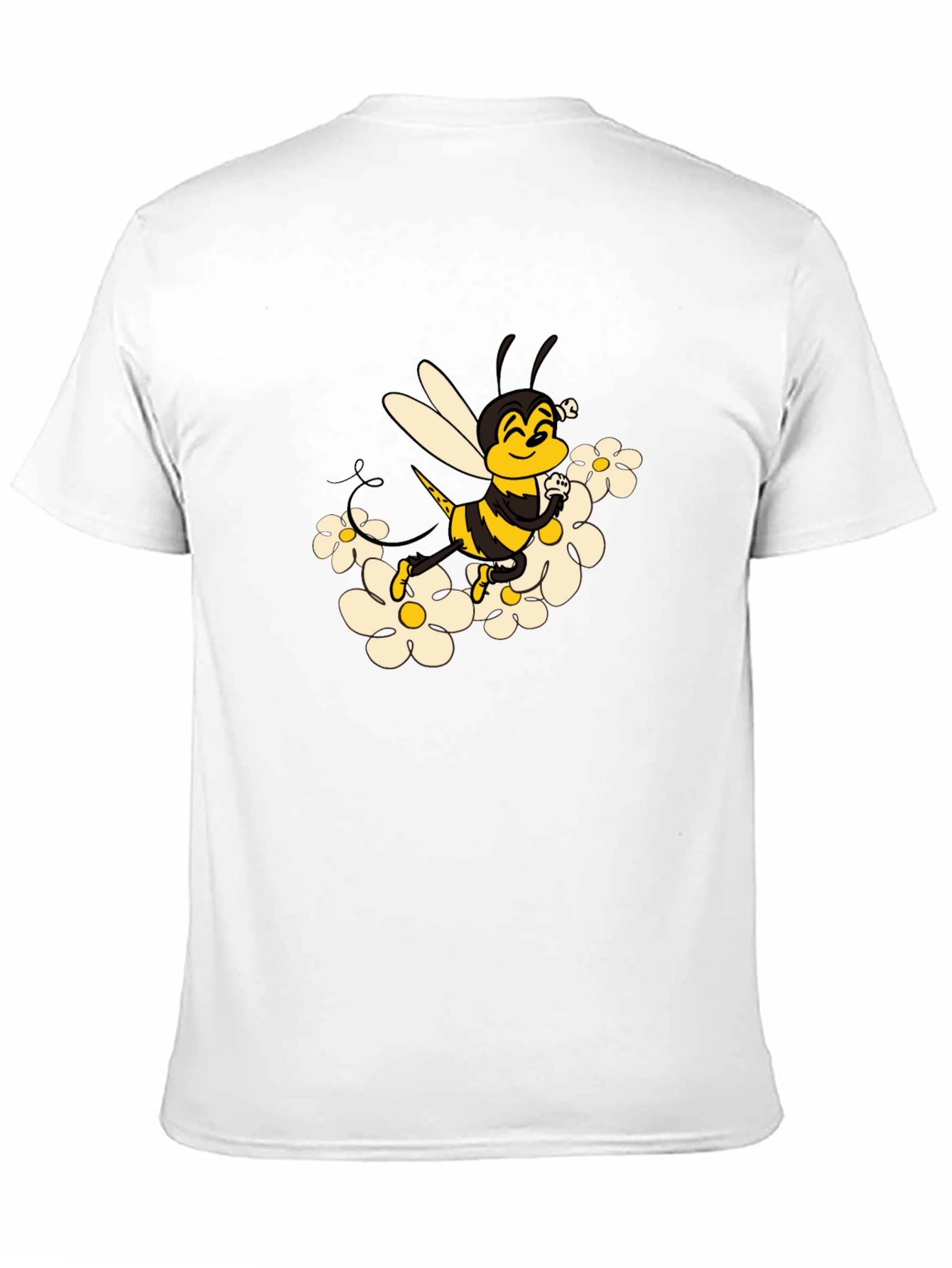 Bee and Daisy Graphic Print Black Tee