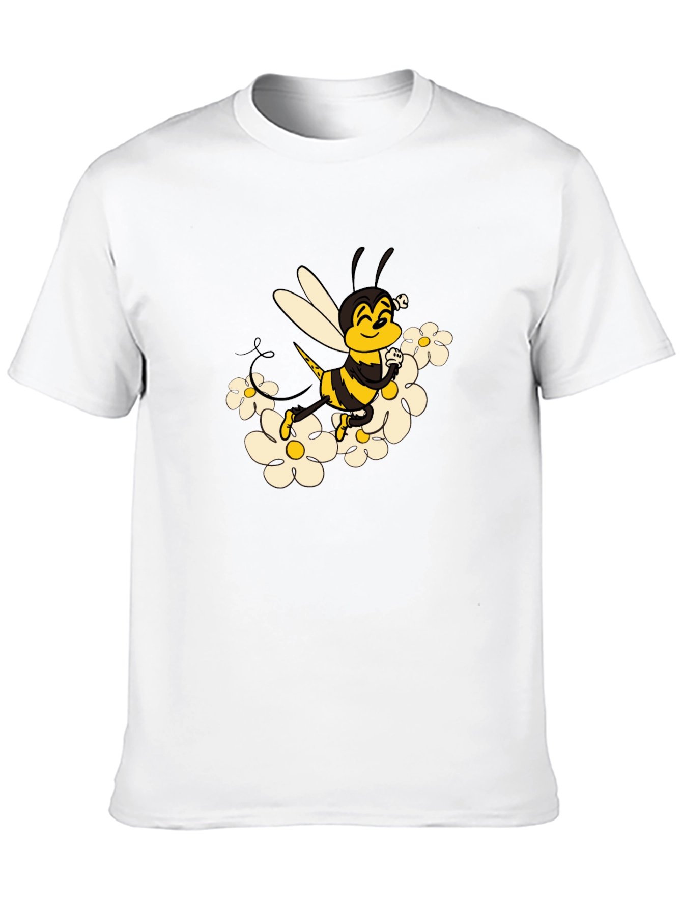 Bee and Daisy Graphic Print Black Tee
