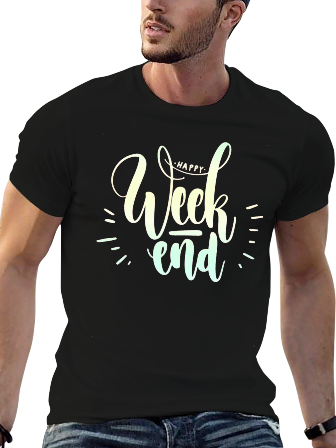 Happy Weekend Graphic Tee - Black
