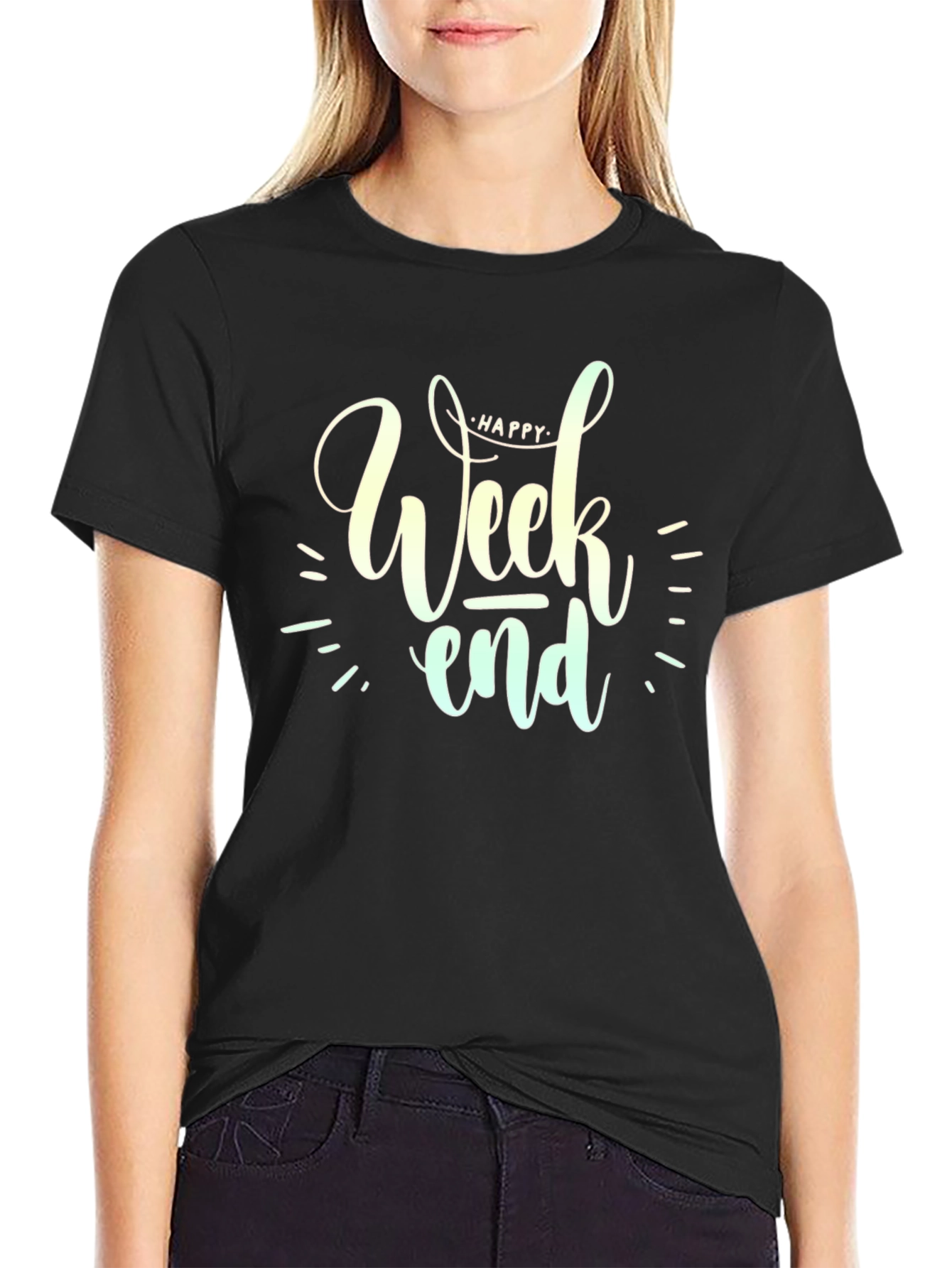 Happy Weekend Graphic Tee - Black