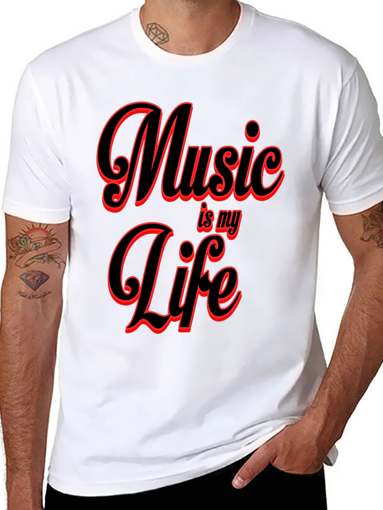Music is My Life Graphic Tee - Black T-Shirt