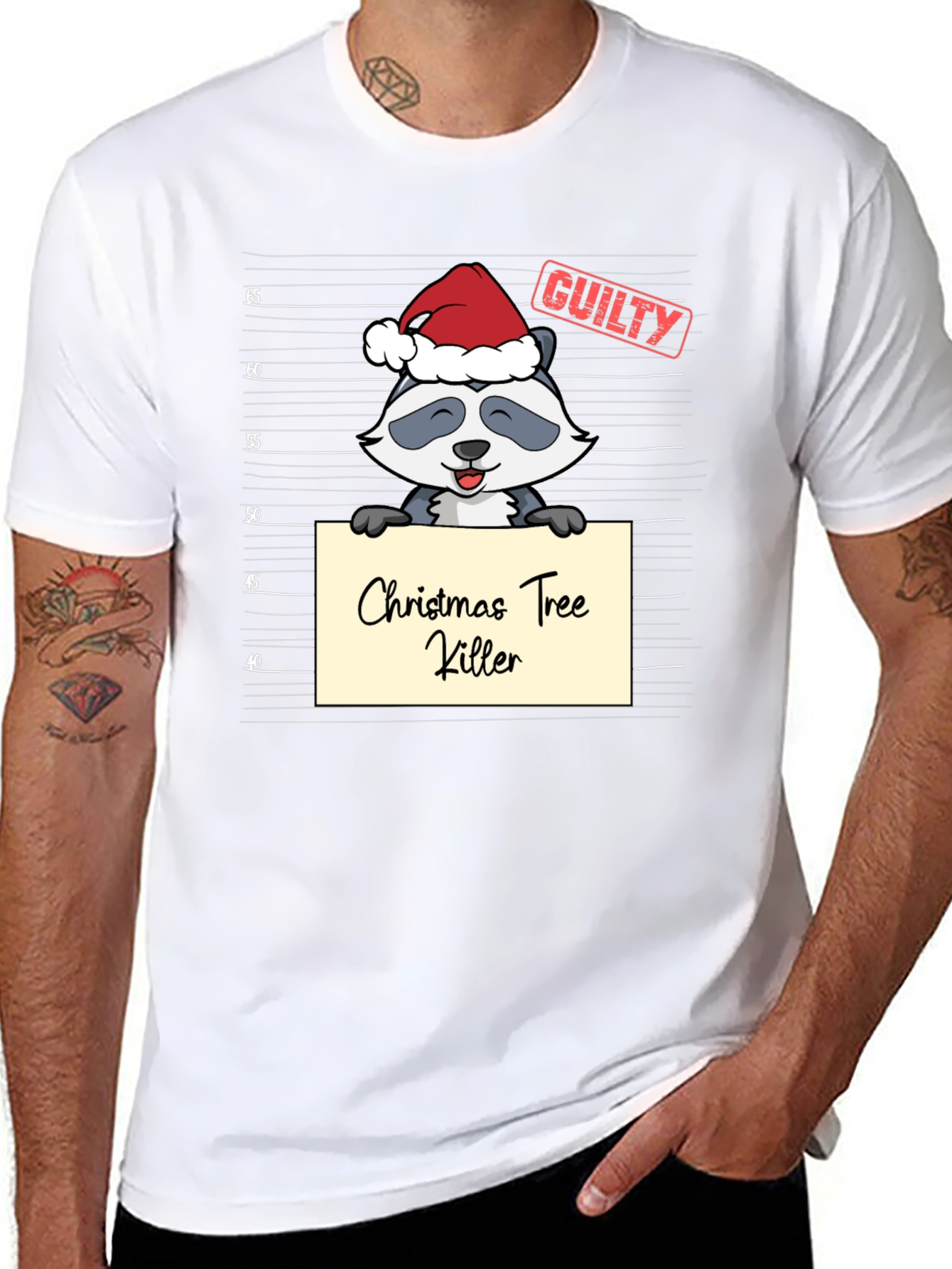 Christmas Tree Killer Racoon Guilty T-Shirt