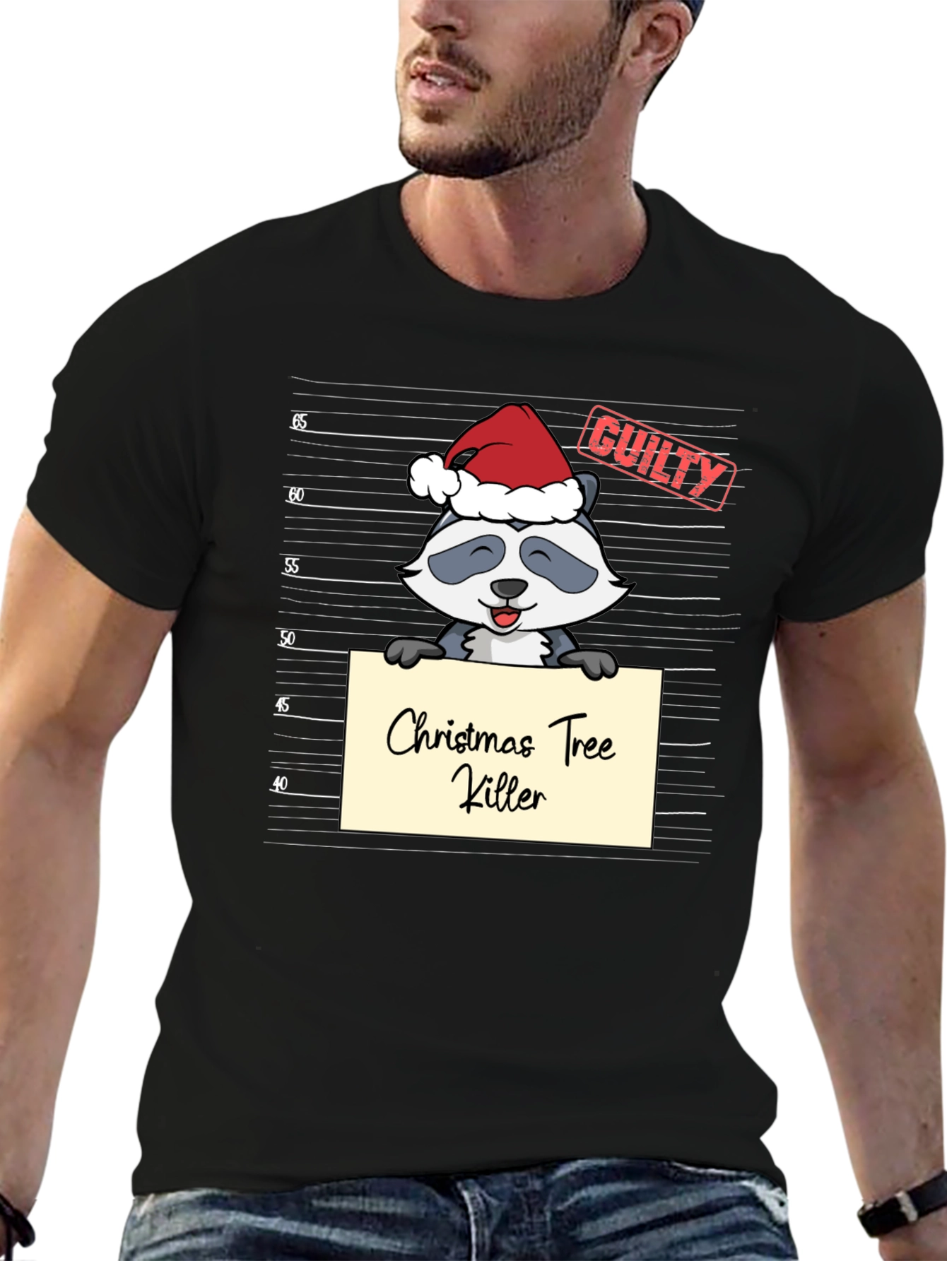 Christmas Tree Killer Racoon Guilty T-Shirt