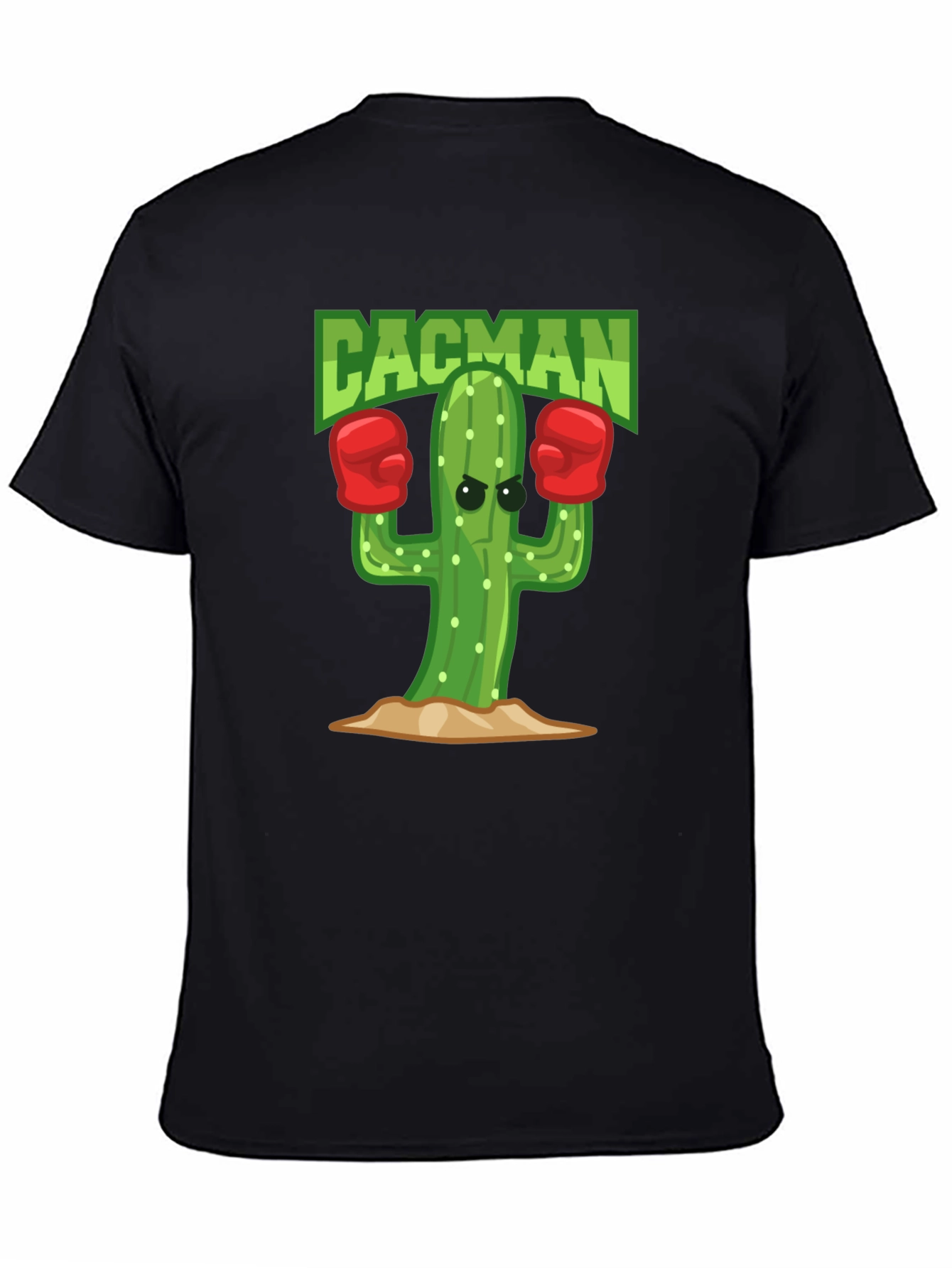 Cacman Cactus Boxer Black T-Shirt