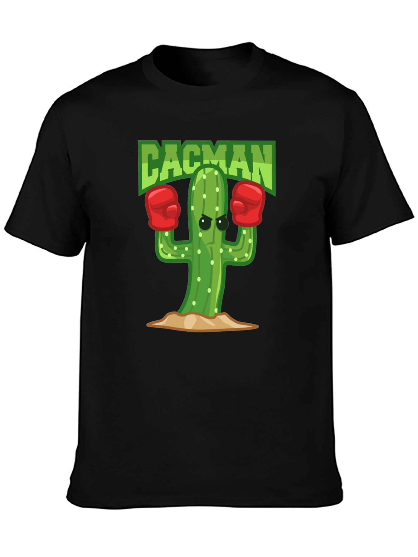 Cacman Cactus Boxer Black T-Shirt