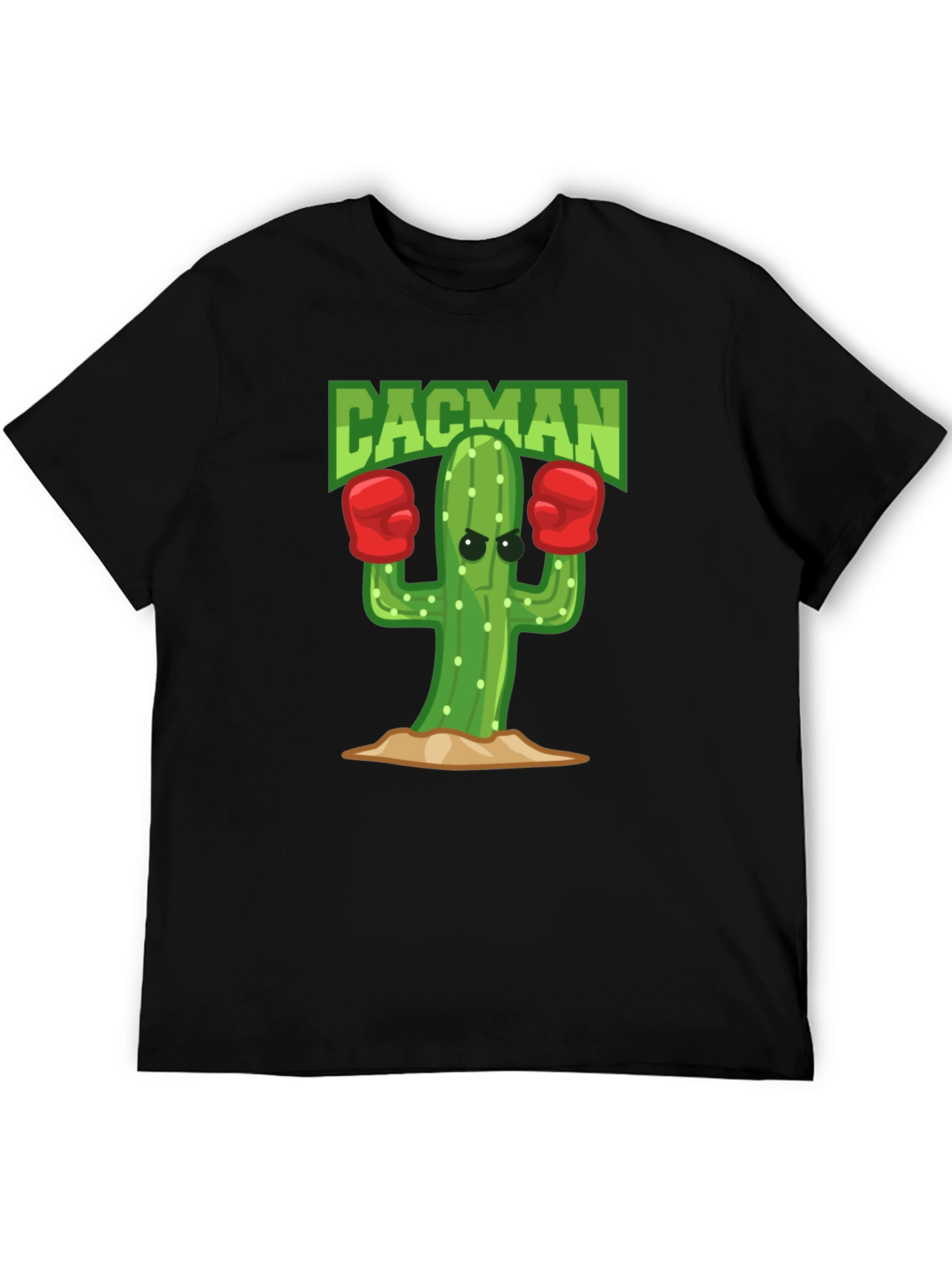 Cacman Cactus Boxer Black T-Shirt