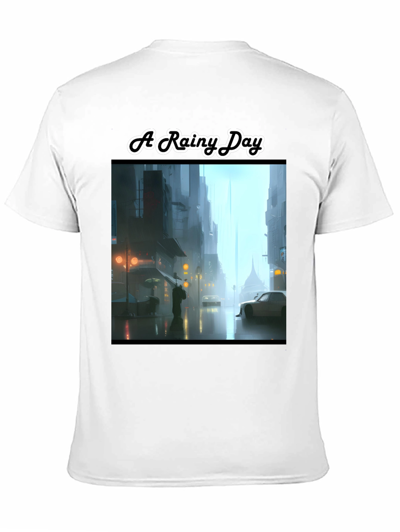 Rainy Day Cityscape Graphic Tee - Stylish & Unique