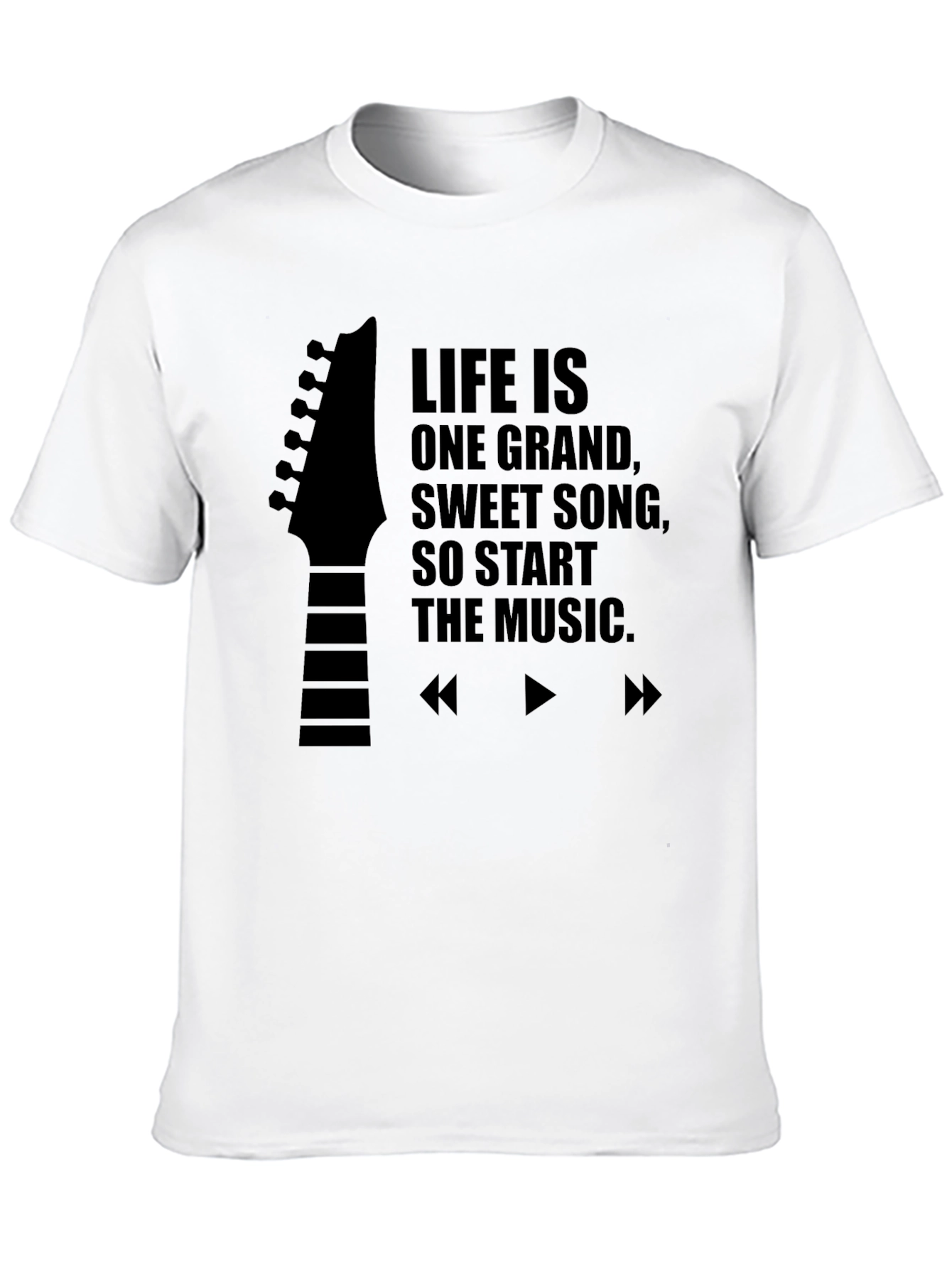 Life Is One Grand Song Black Graphic Tee