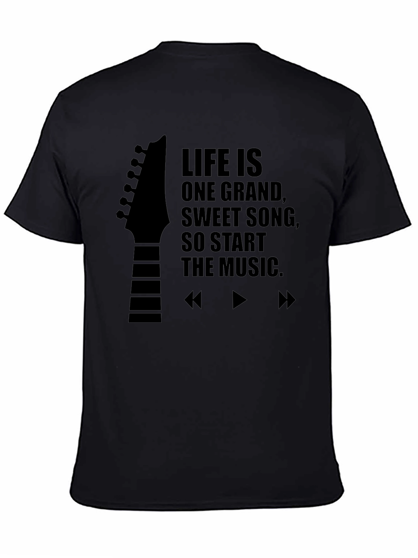 Life Is One Grand Song Black Graphic Tee