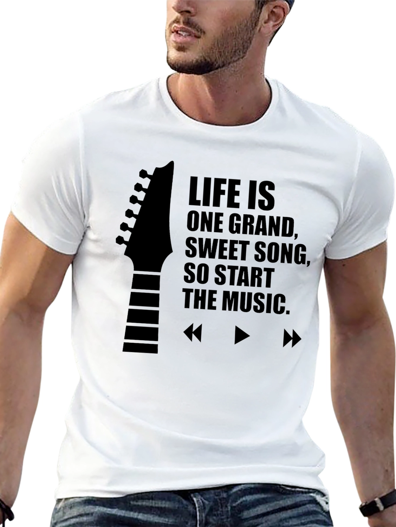Life Is One Grand Song Black Graphic Tee