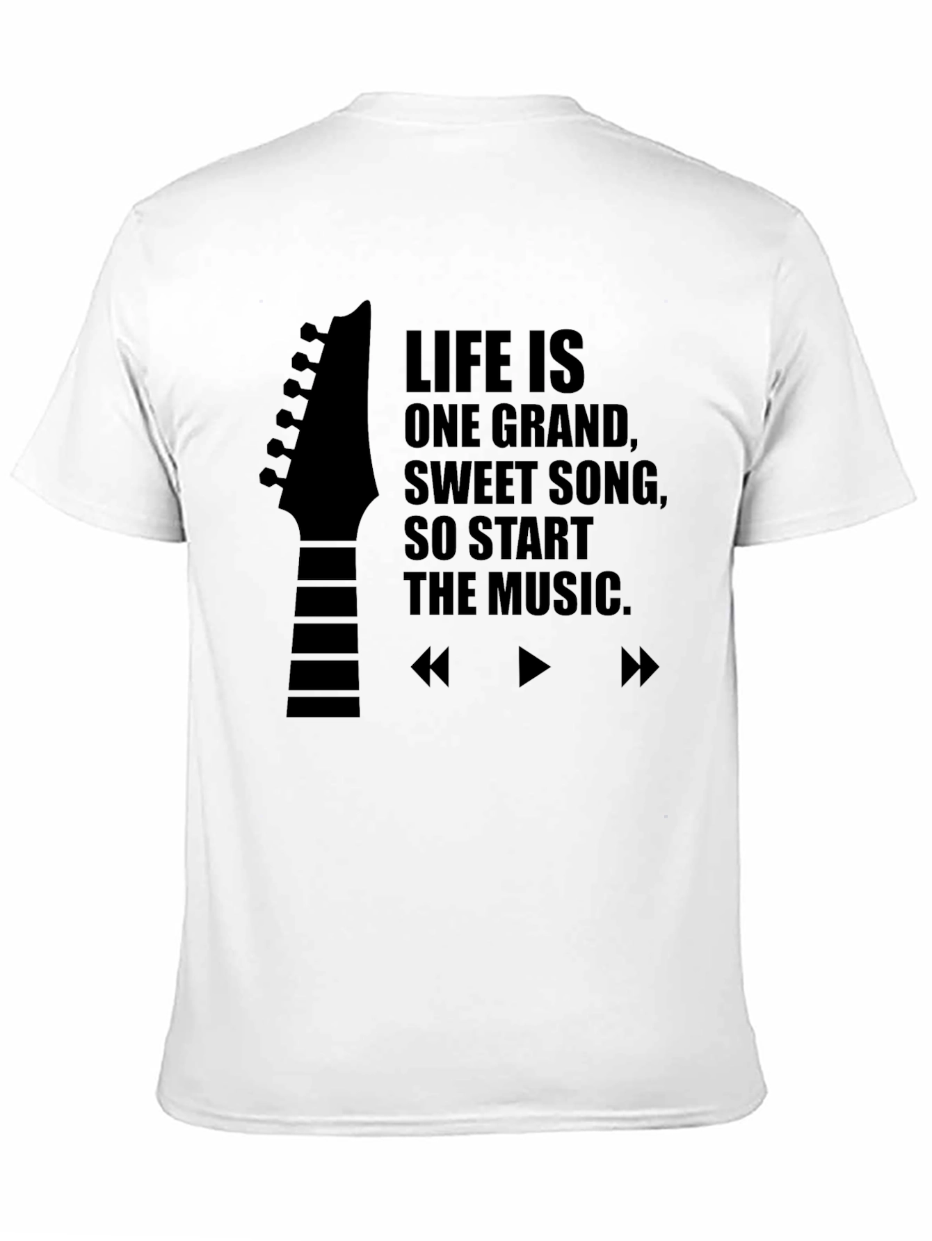 Life Is One Grand Song Black Graphic Tee