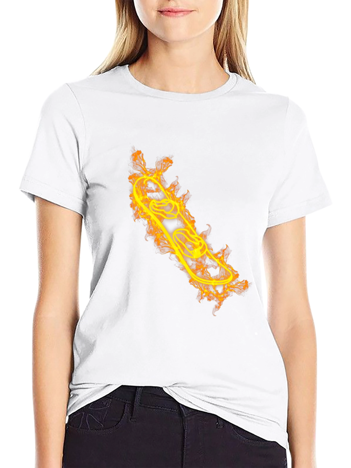 Fiery Skateboarder T-Shirt - Black Cotton Tee