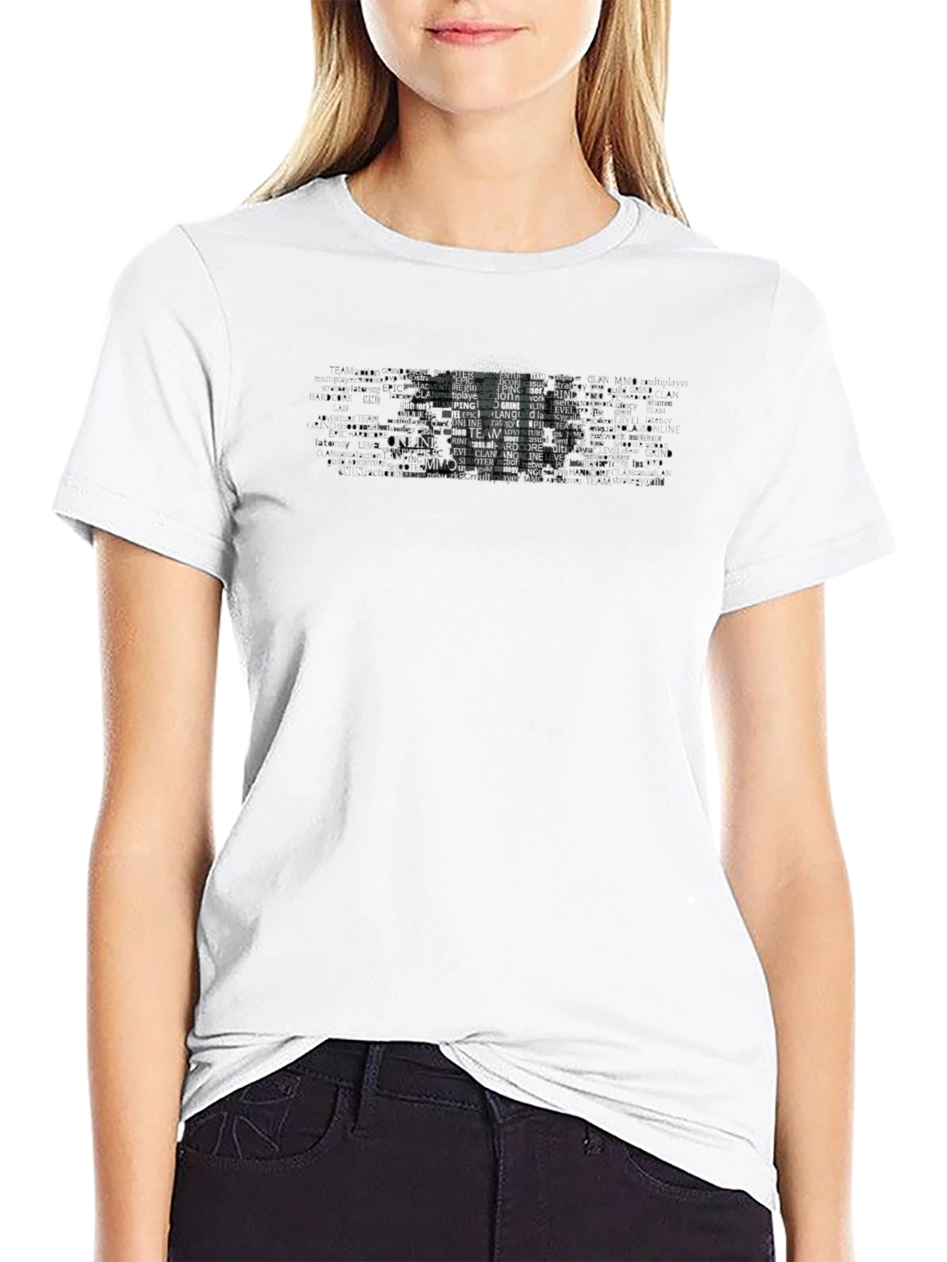 Gaming Word Art T-Shirt - Black Crew Neck