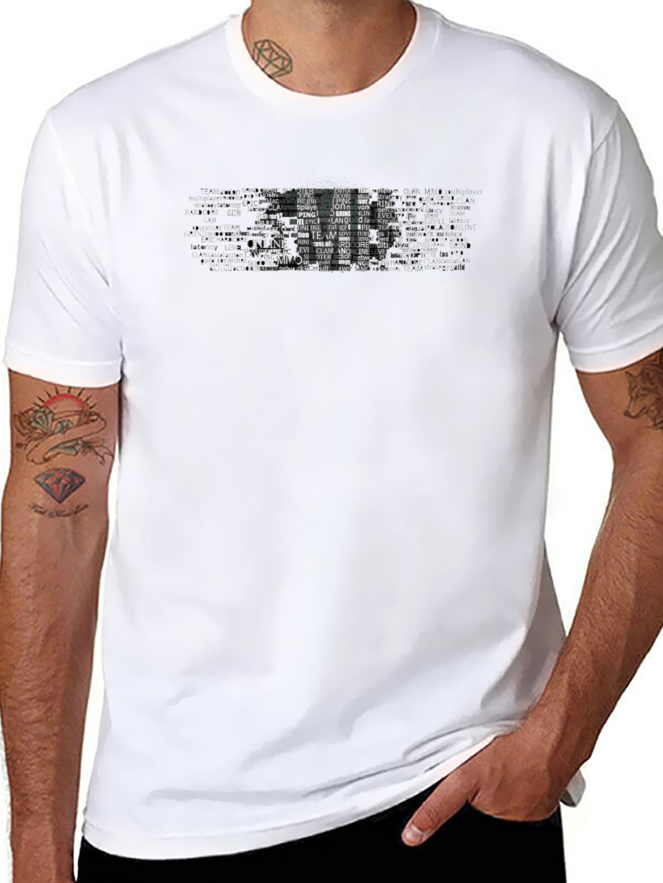 Gaming Word Art T-Shirt - Black Crew Neck