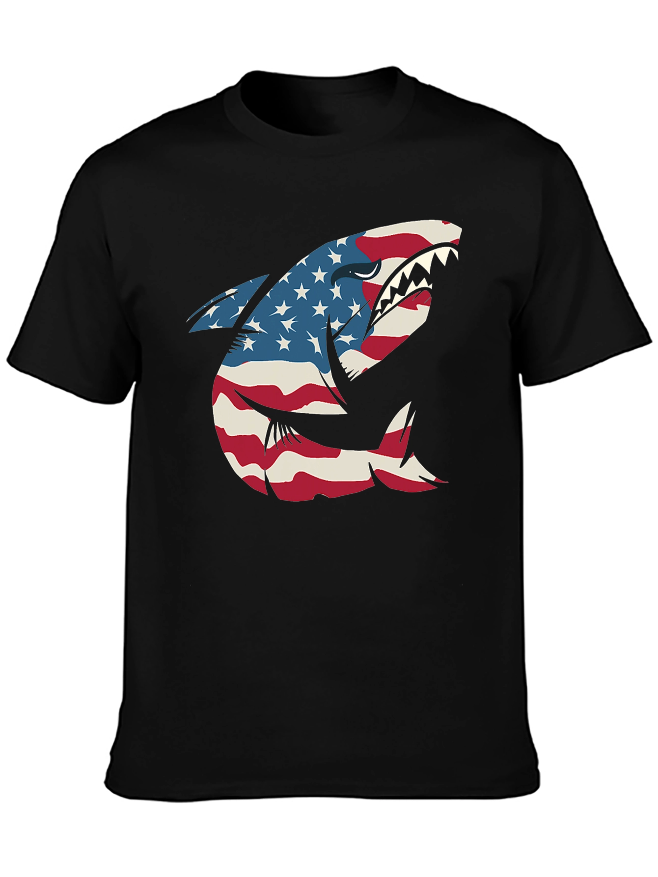 American Flag Shark Graphic Tee - Patriotic USA Pride!