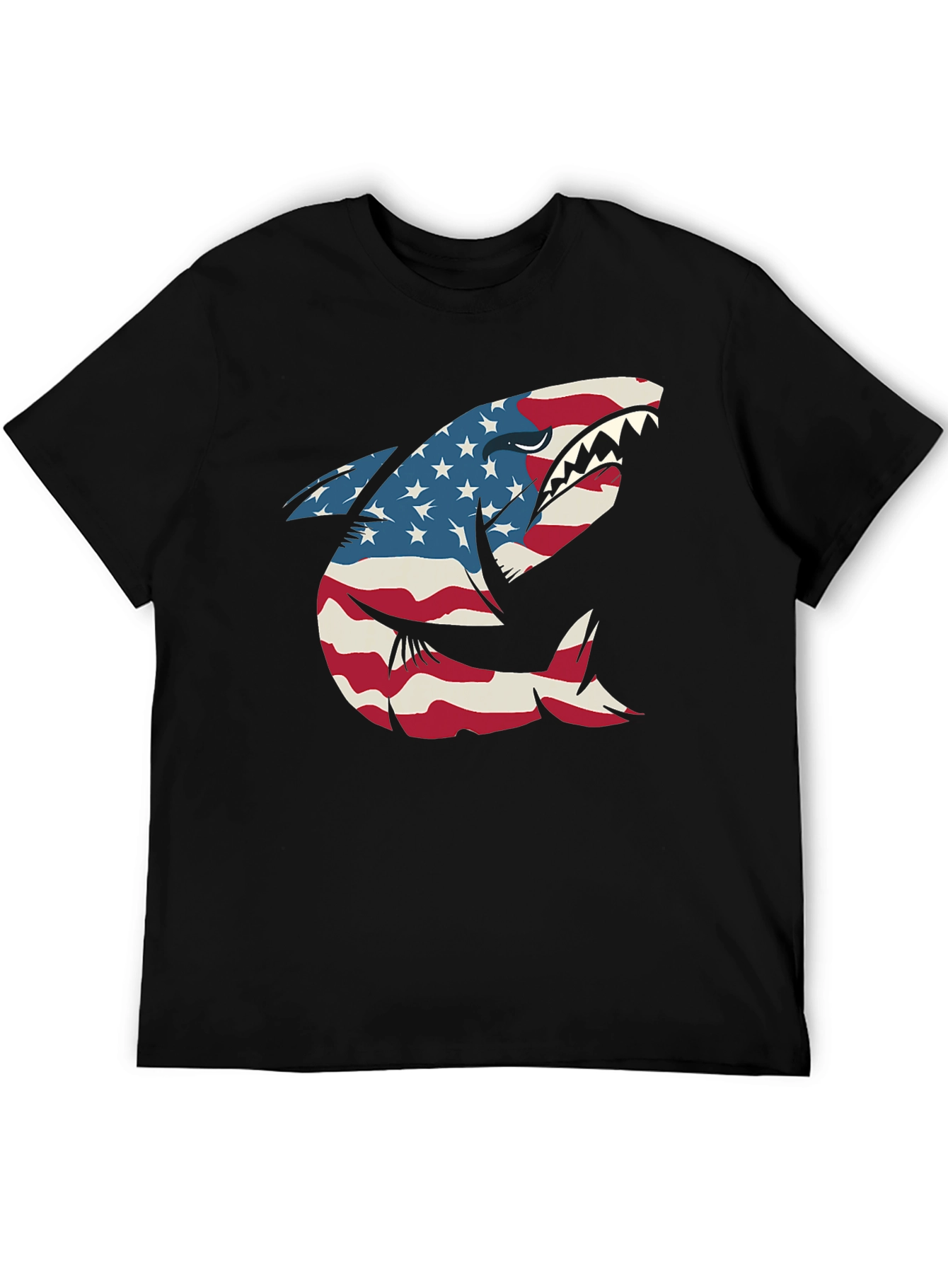 American Flag Shark Graphic Tee - Patriotic USA Pride!