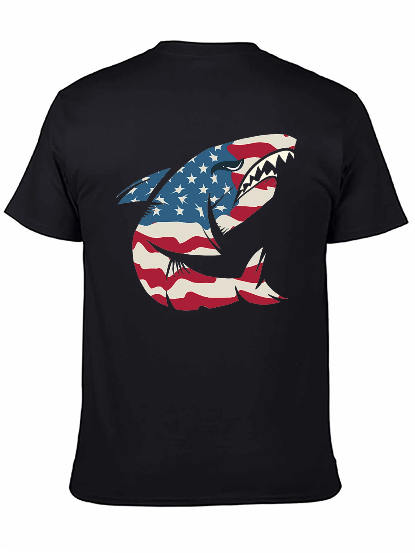 American Flag Shark Graphic Tee - Patriotic USA Pride!