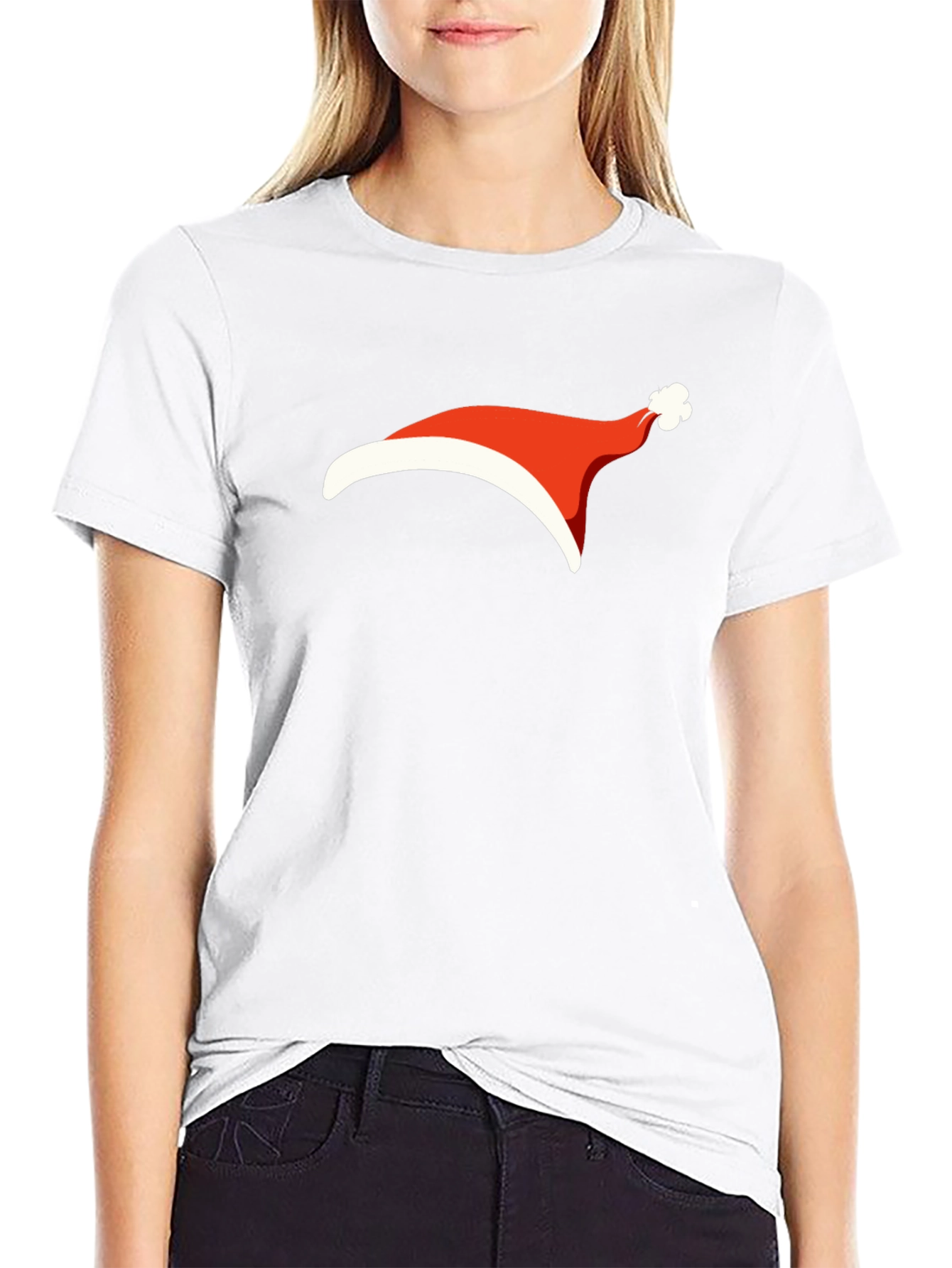 Festive Santa Hat Graphic Tee - Black