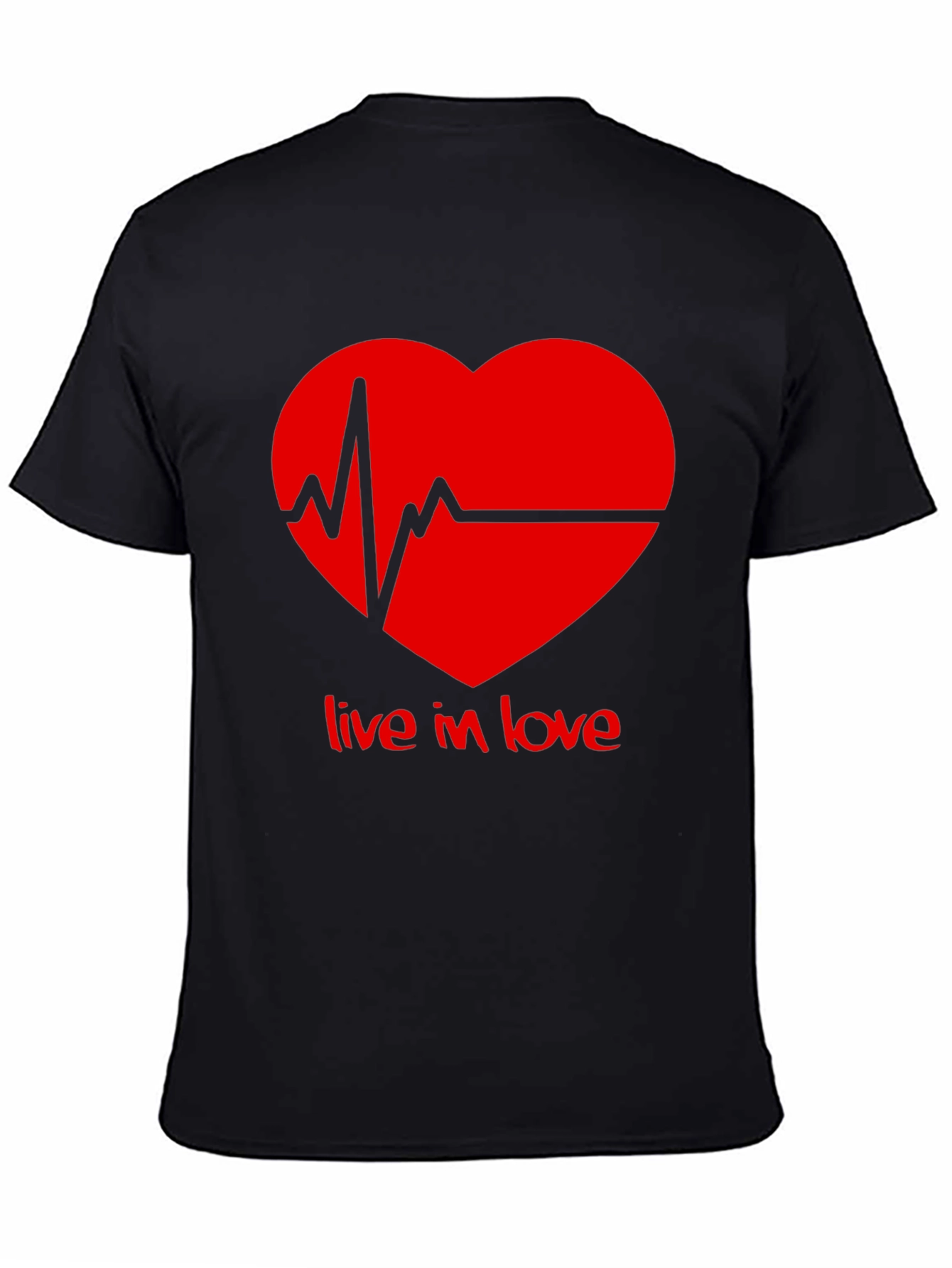 Live in Love Heartbeat Graphic Tee - Black