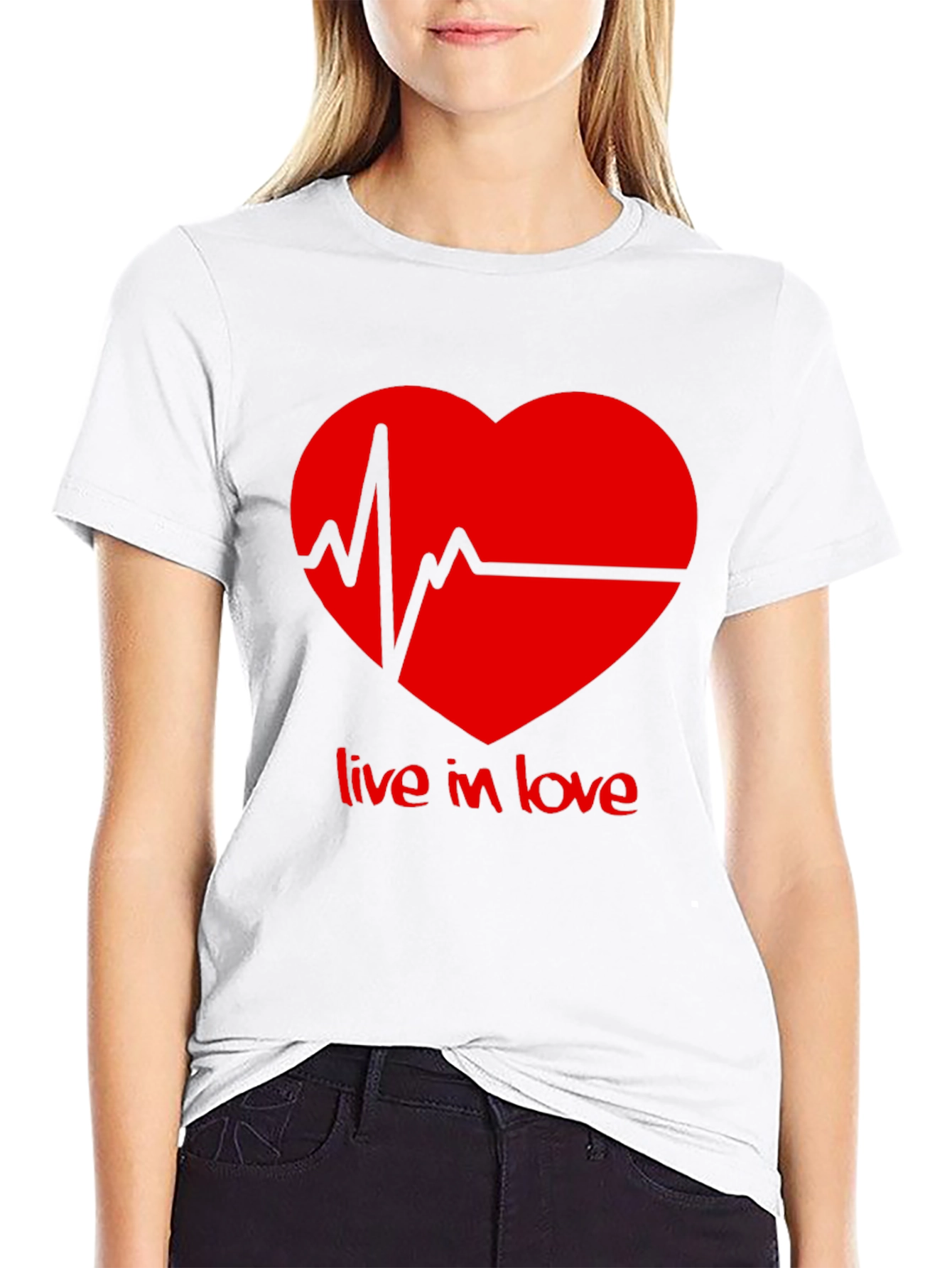 Live in Love Heartbeat Graphic Tee - Black