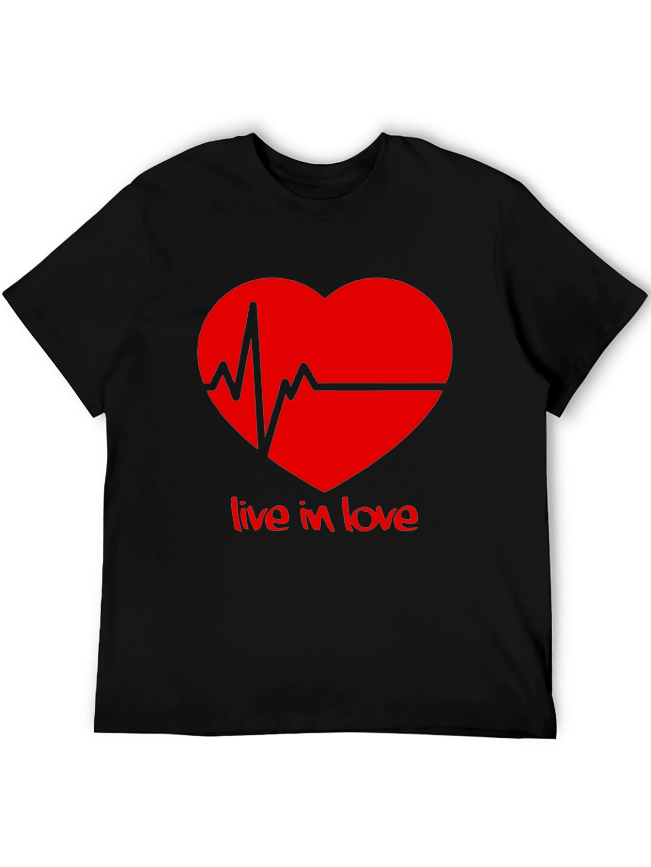 Live in Love Heartbeat Graphic Tee - Black