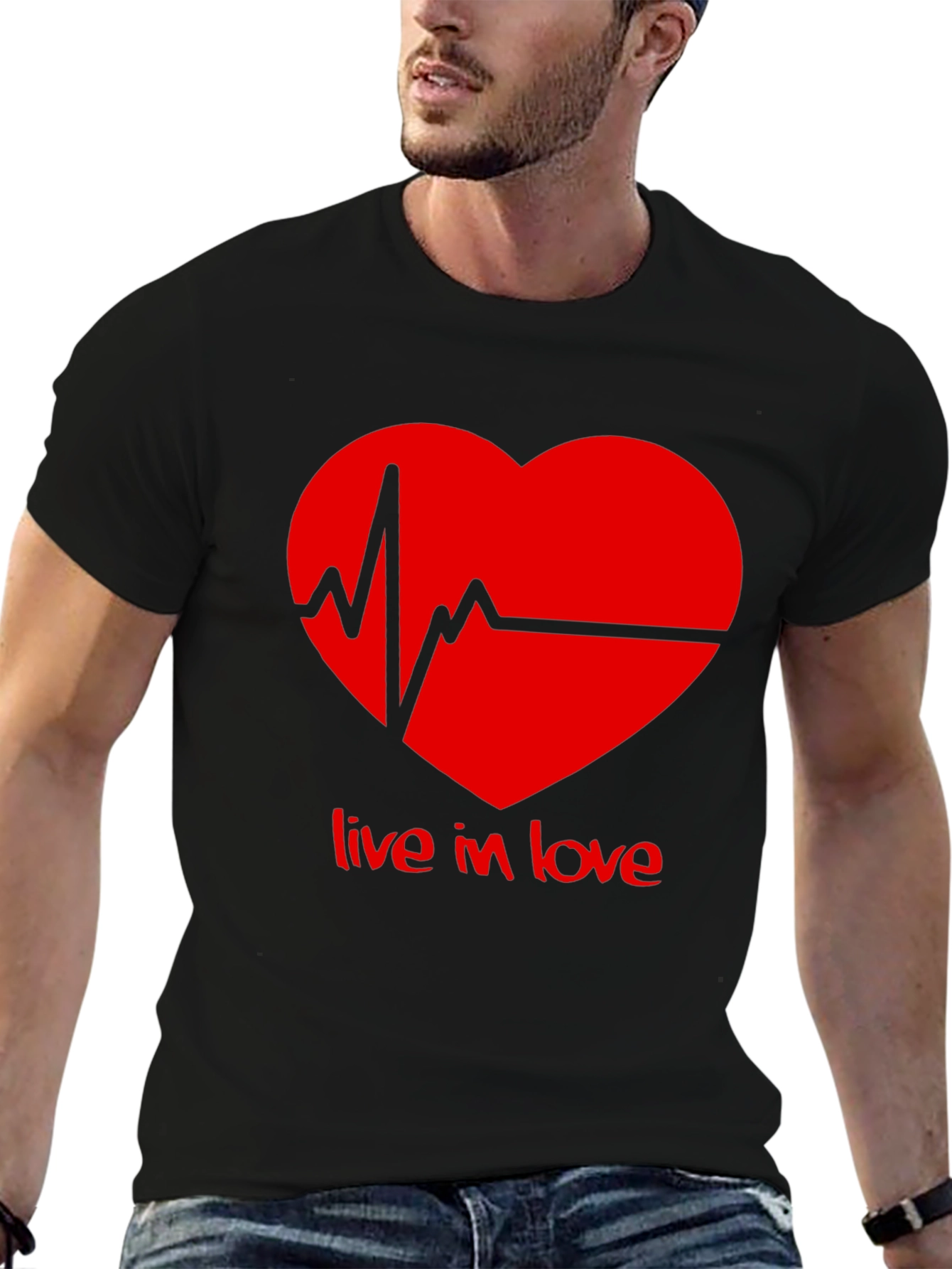 Live in Love Heartbeat Graphic Tee - Black