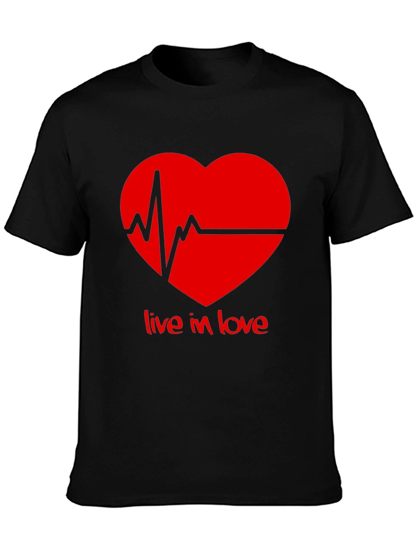 Live in Love Heartbeat Graphic Tee - Black