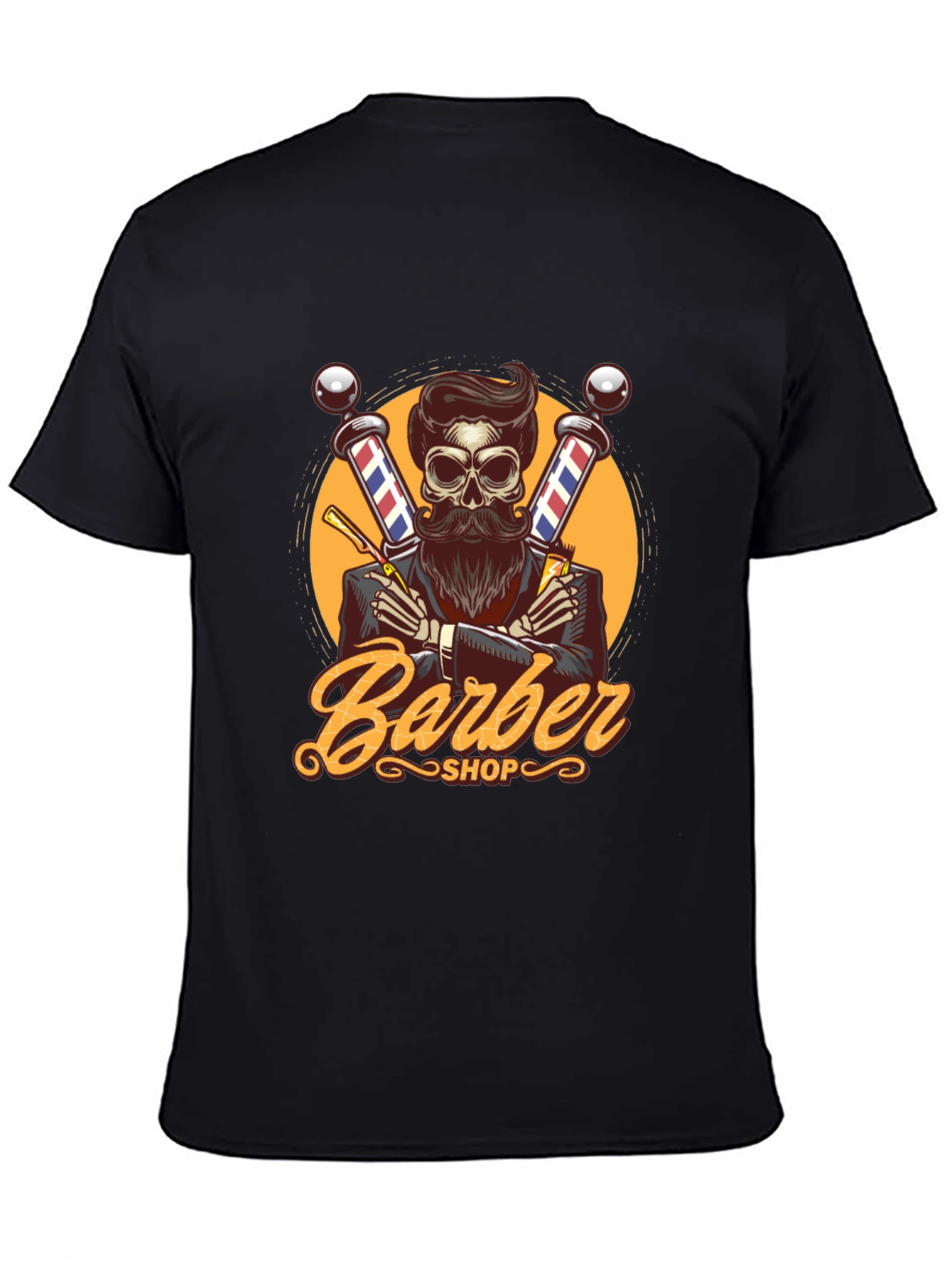 Barber Shop Skeleton Graphic Tee
