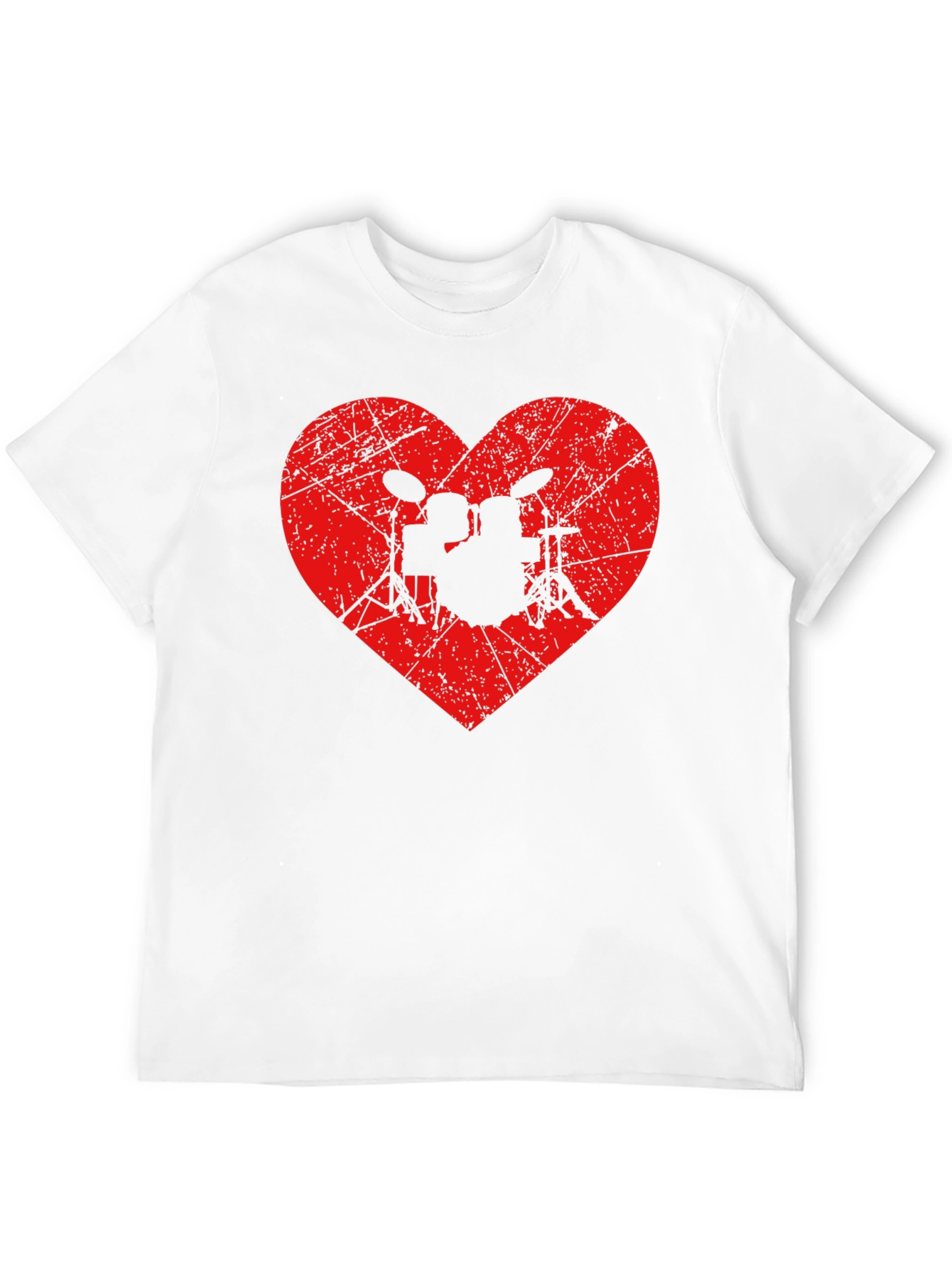 Drum Kit Heart Graphic Tee - Black Cotton Shirt