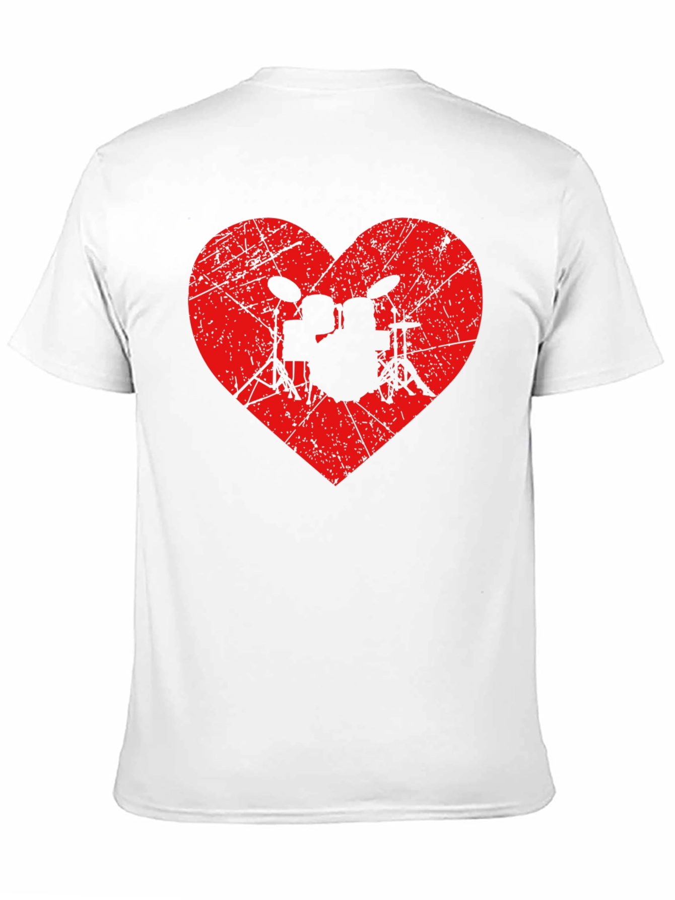 Drum Kit Heart Graphic Tee - Black Cotton Shirt