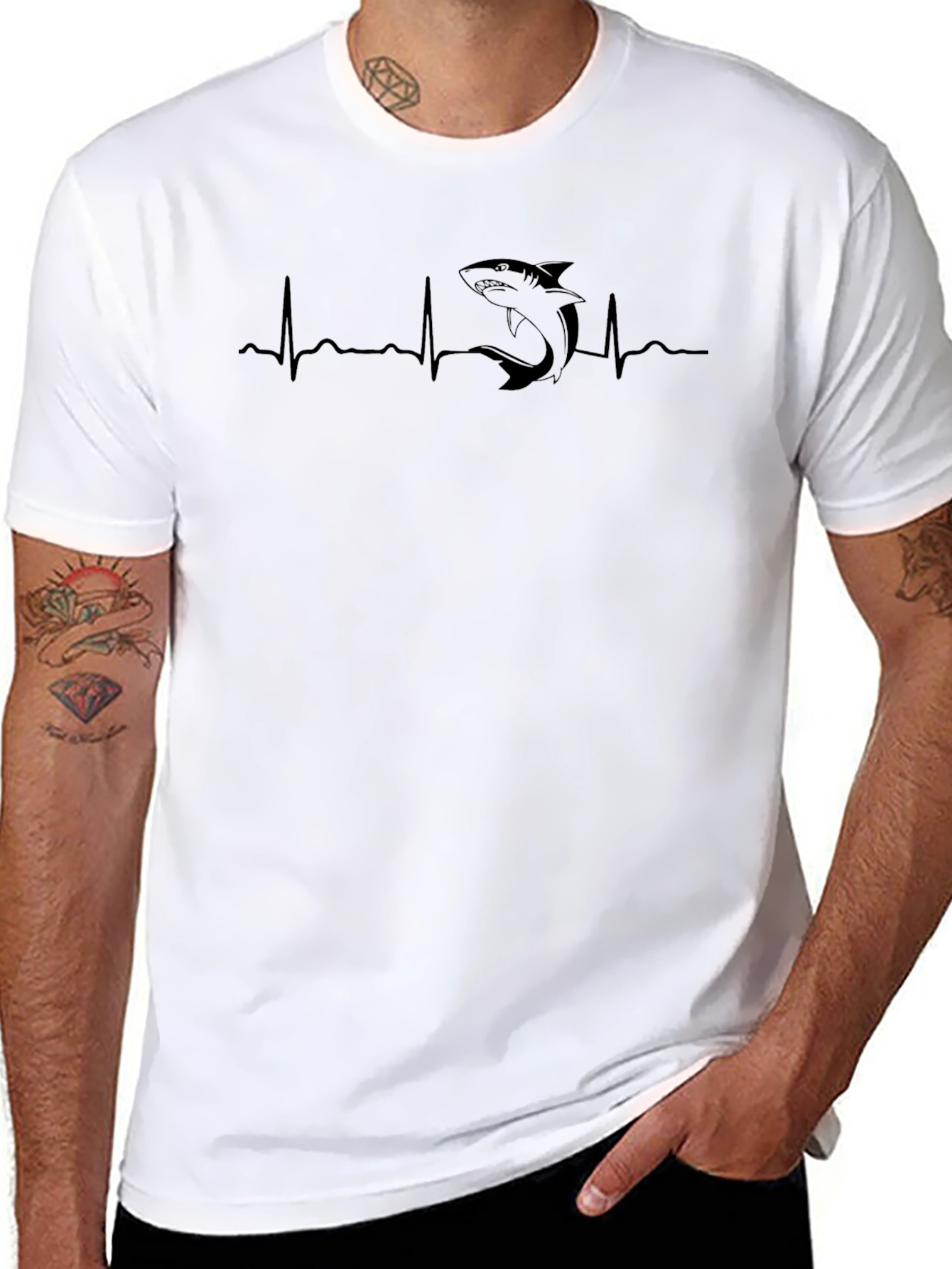 Shark Heartbeat Graphic Tee - Black