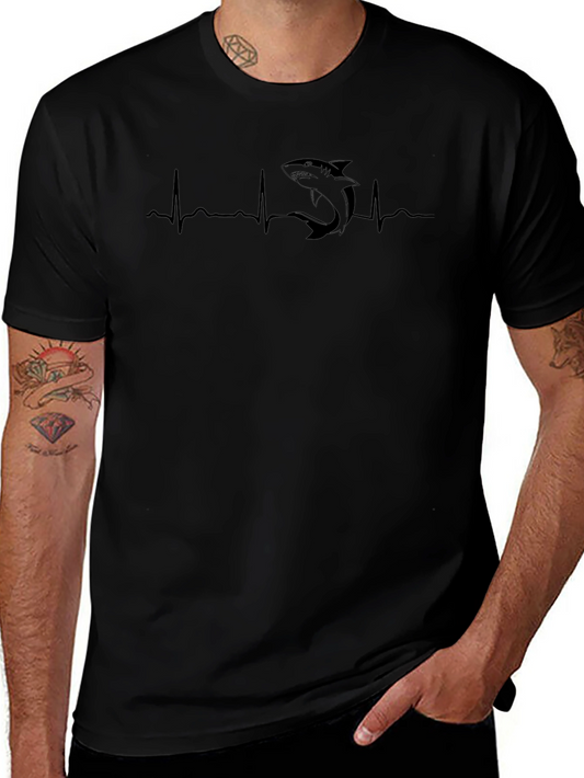 Shark Heartbeat Graphic Tee - Black