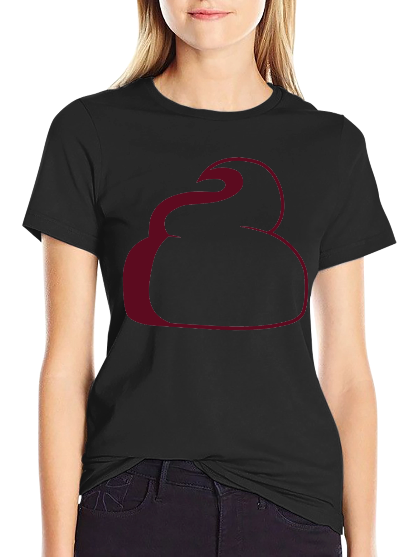 Unique Graphic Tee - Burgundy Swirl Design Black T-Shirt